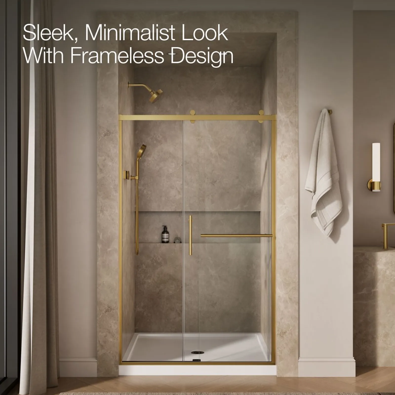 44-5/8"-47-5/8" W x 76.99" H sliding shower door with 3/8"-thick Crystal Clear glass^Kohler Discount