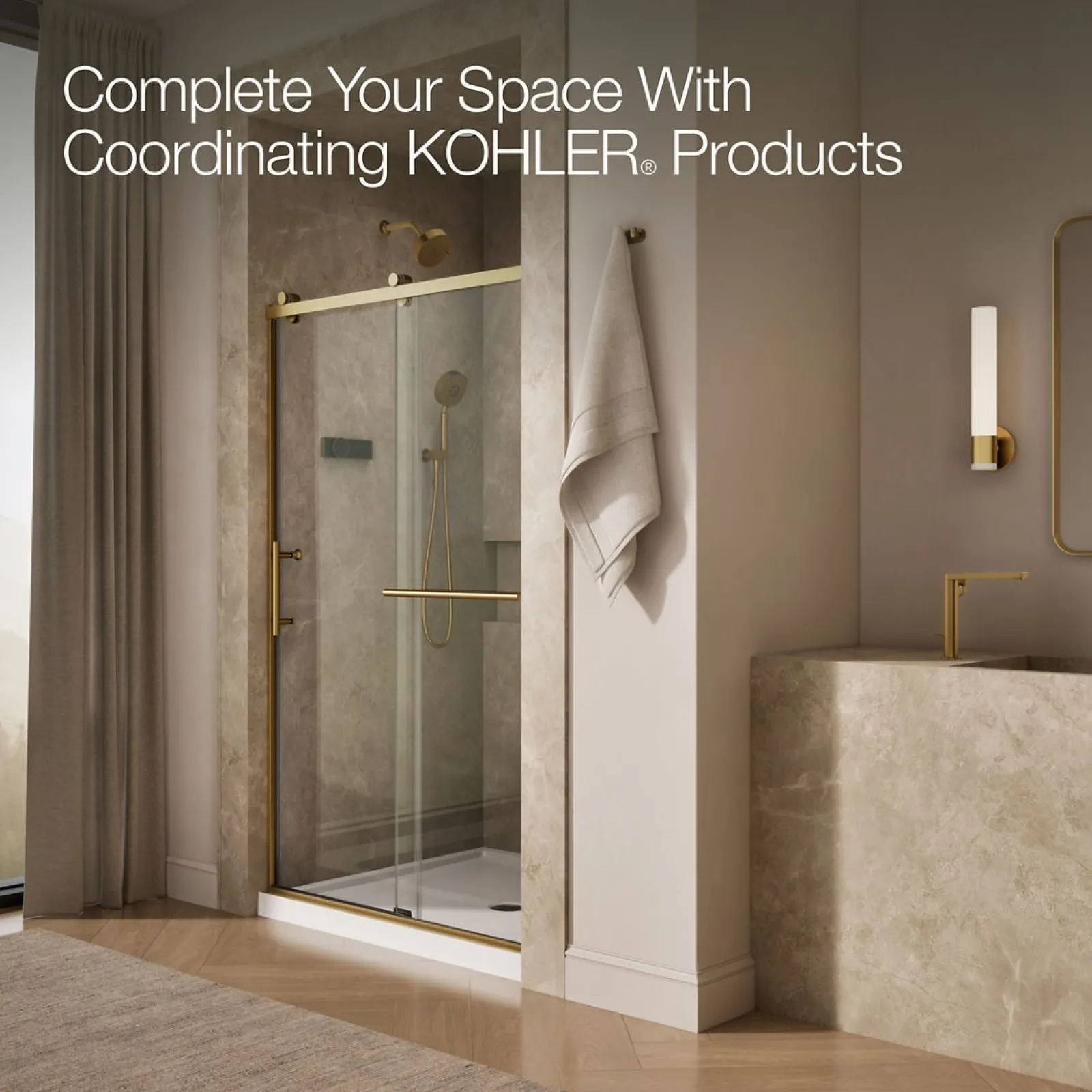 44-5/8"-47-5/8" W x 76.99" H sliding shower door with 3/8"-thick Crystal Clear glass^Kohler Discount