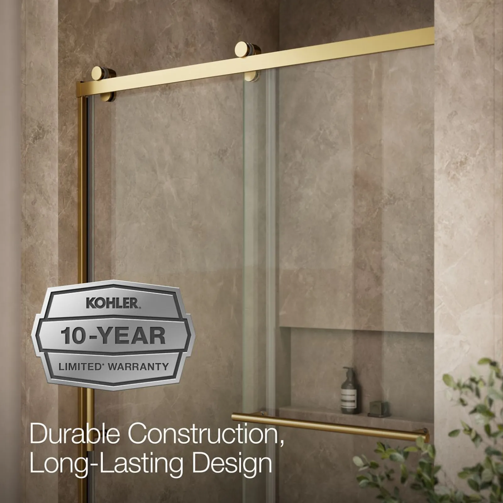 44-5/8"-47-5/8" W x 76.99" H sliding shower door with 3/8"-thick Crystal Clear glass^Kohler Discount