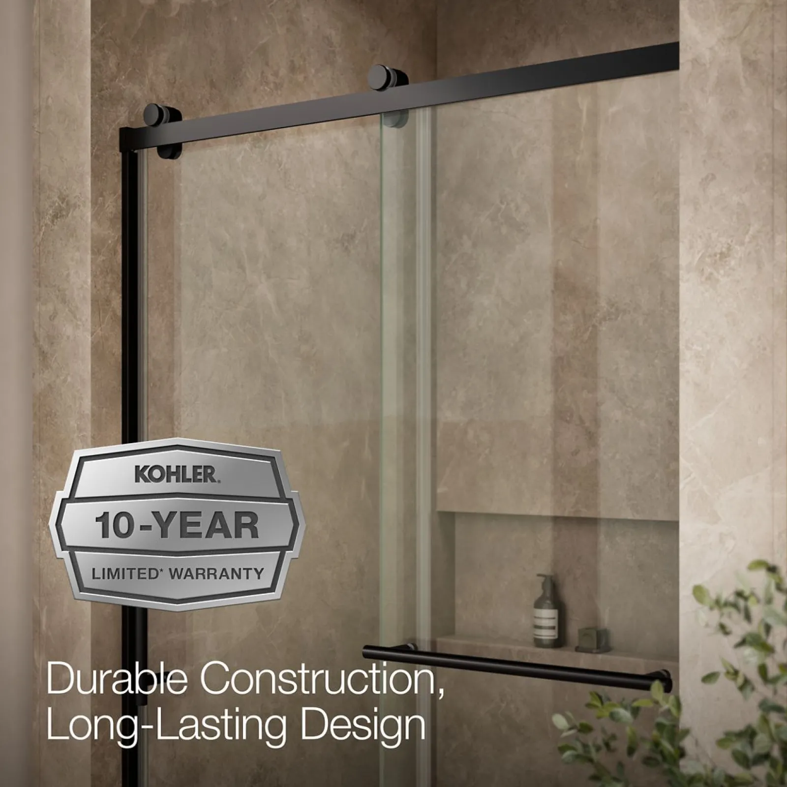 44-5/8"-47-5/8" W x 76.99" H sliding shower door with 3/8"-thick Crystal Clear glass^Kohler Discount