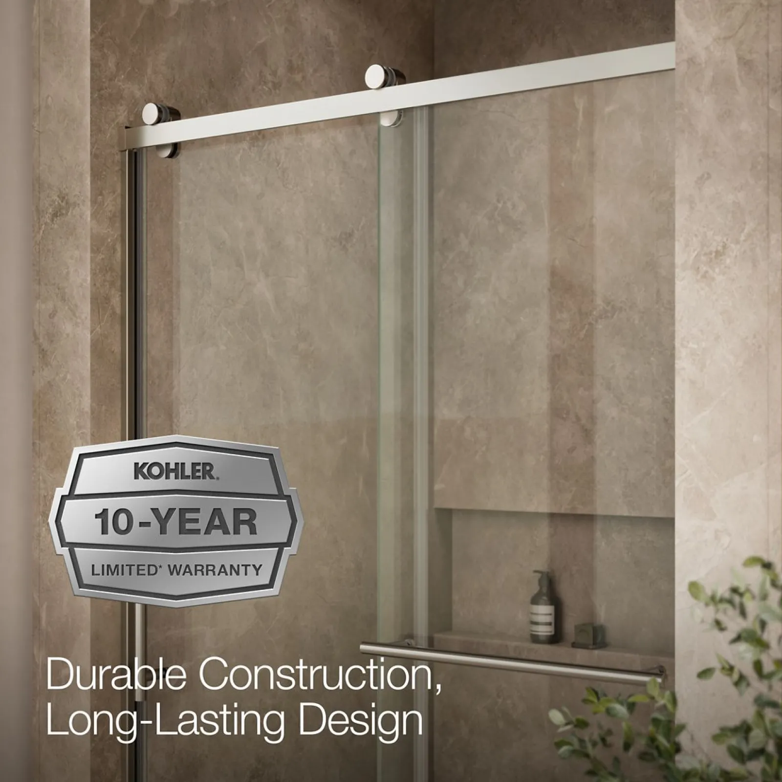44-5/8"-47-5/8" W x 76.99" H sliding shower door with 3/8"-thick Crystal Clear glass^Kohler Discount
