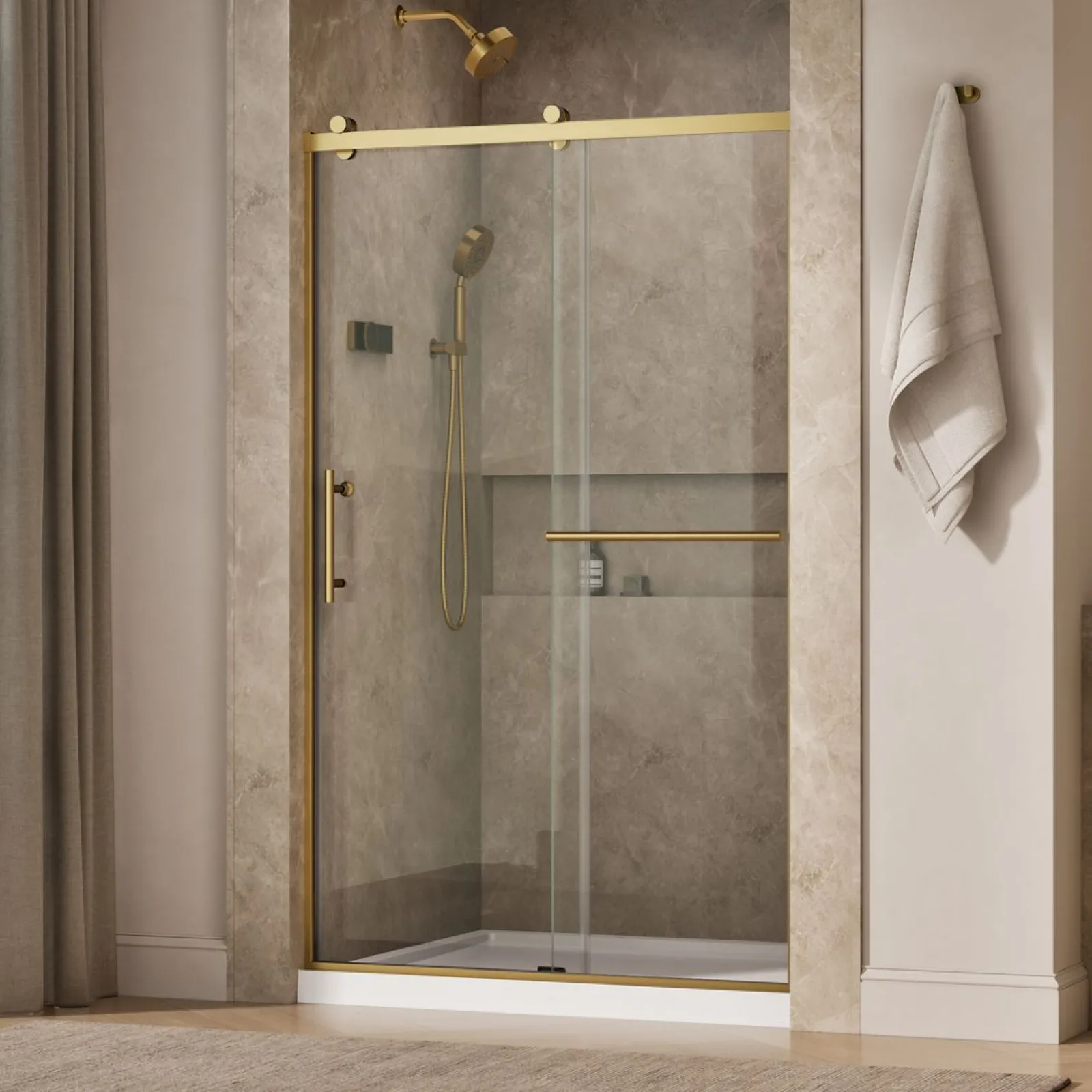 44-5/8"-47-5/8" W x 76.99" H sliding shower door with 3/8"-thick Crystal Clear glass^Kohler Discount