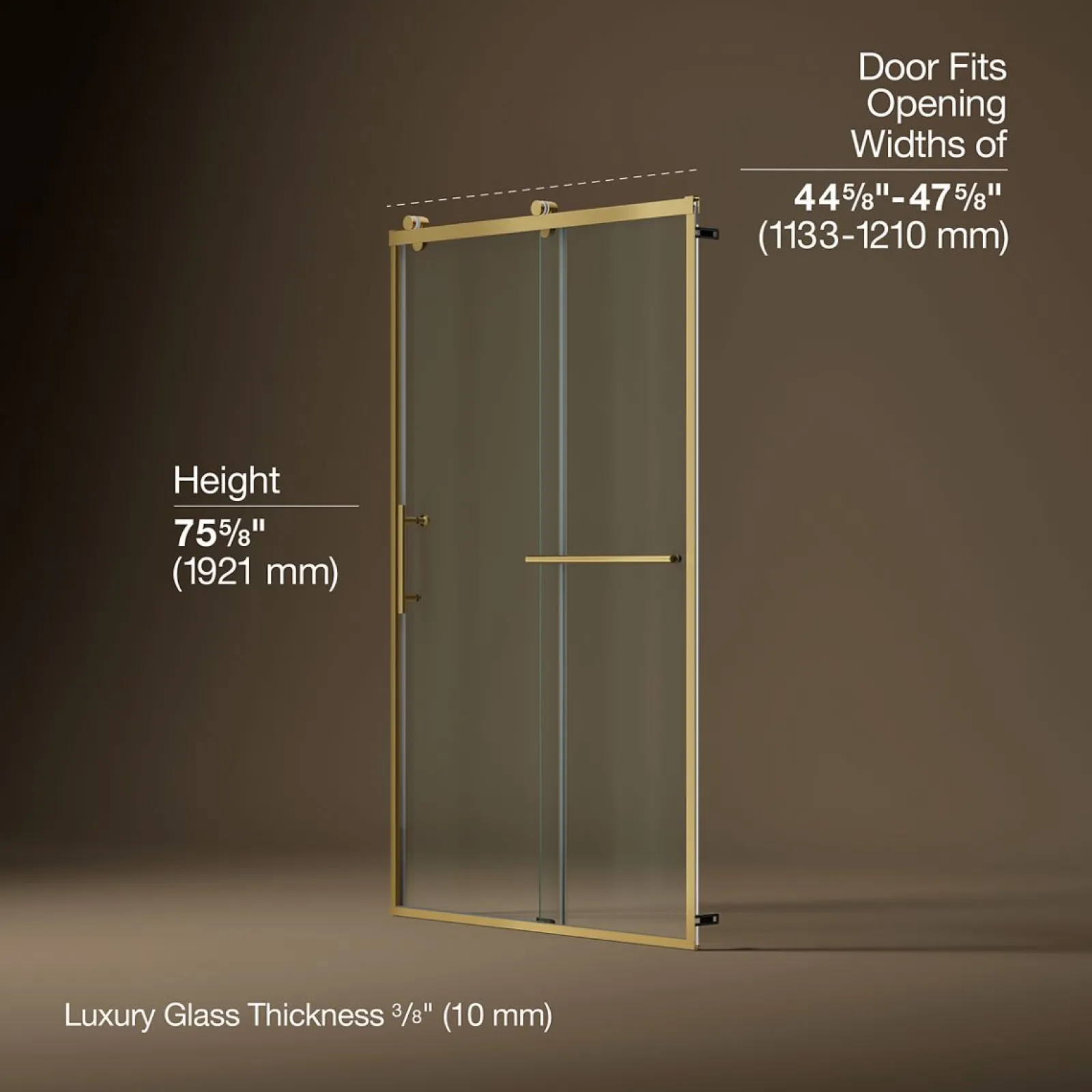 44-5/8"-47-5/8" W x 76.99" H sliding shower door with 3/8"-thick Crystal Clear glass^Kohler Discount