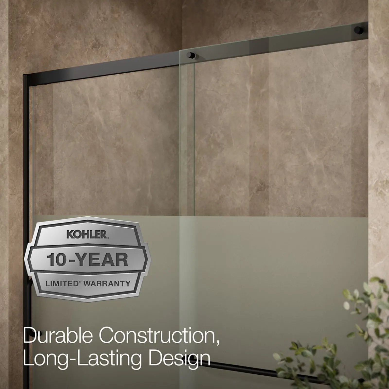 56-1/4"-59-5/8" W x 75-1/2" H sliding shower door with 5/16"-thick Crystal Clear glass^Kohler Online