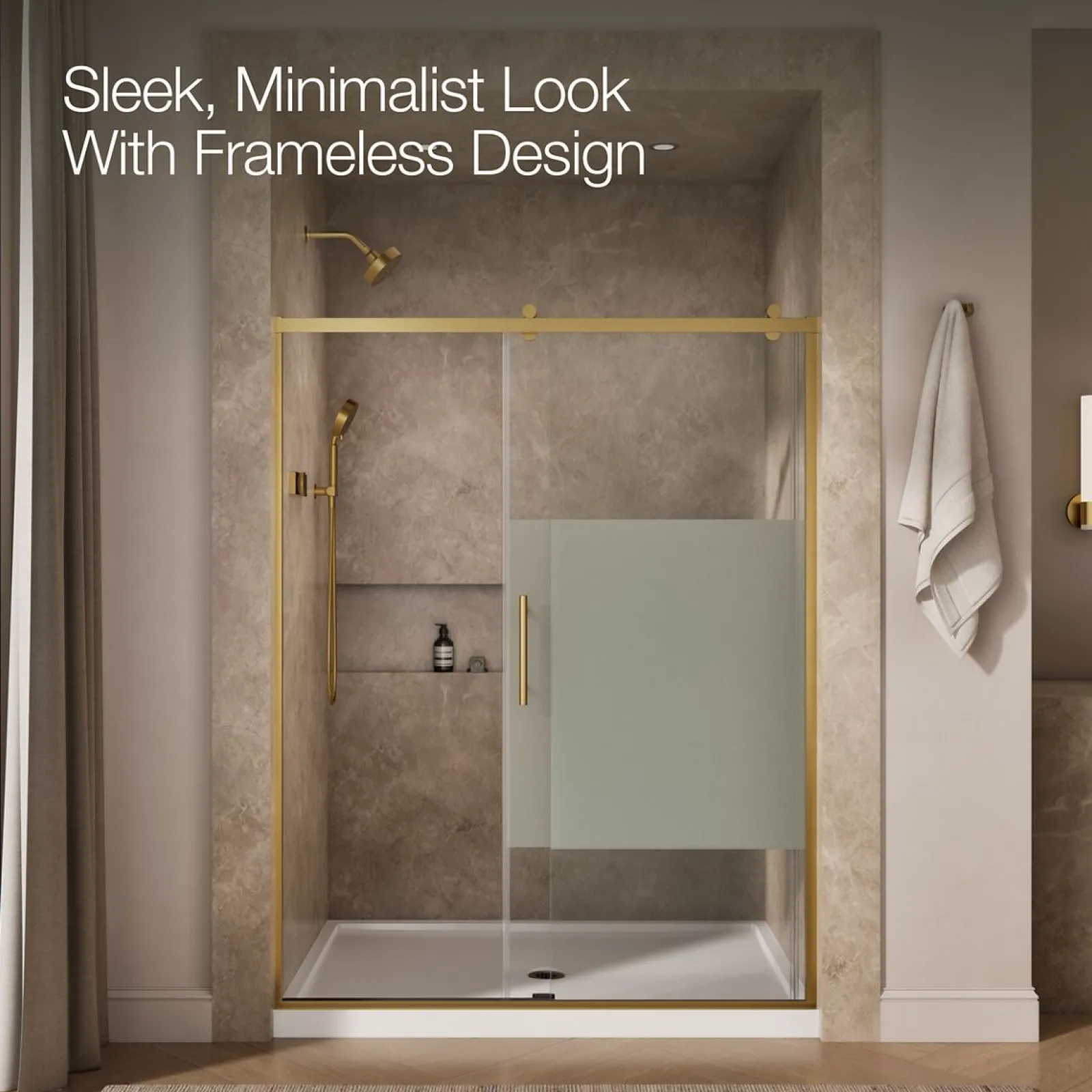 56-5/8"-59-5/8" W x 76.99" H sliding shower door with 3/8"-thick Crystal Clear glass^Kohler Sale