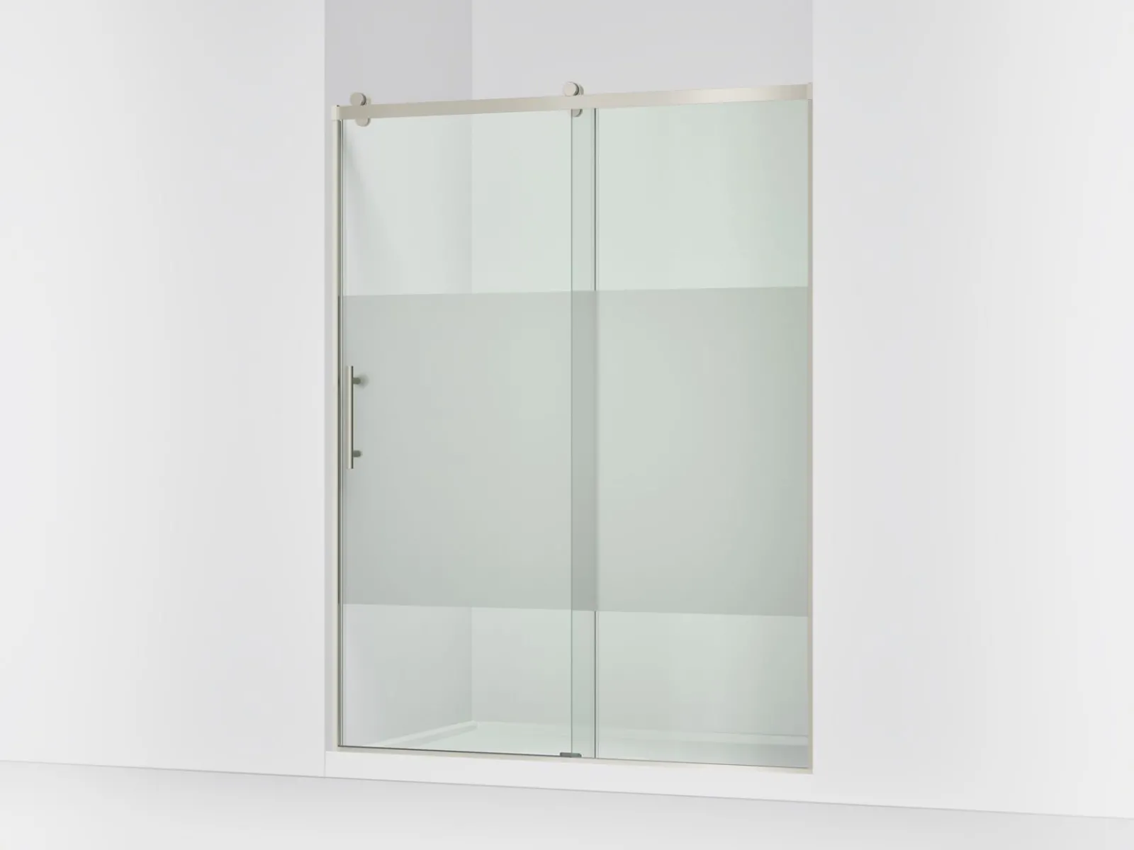 56-5/8"-59-5/8" W x 76.99" H sliding shower door with 3/8"-thick Crystal Clear glass^Kohler Sale
