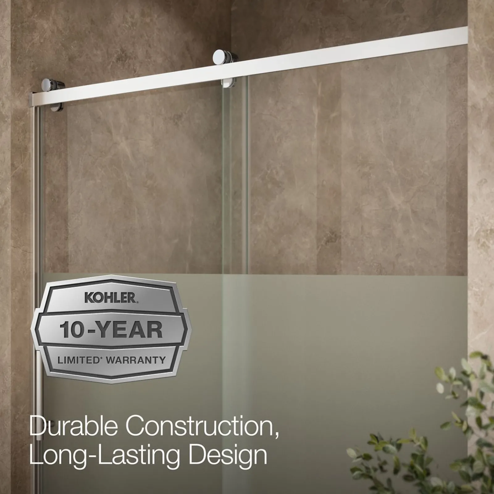 56-5/8"-59-5/8" W x 76.99" H sliding shower door with 3/8"-thick Crystal Clear glass^Kohler Sale