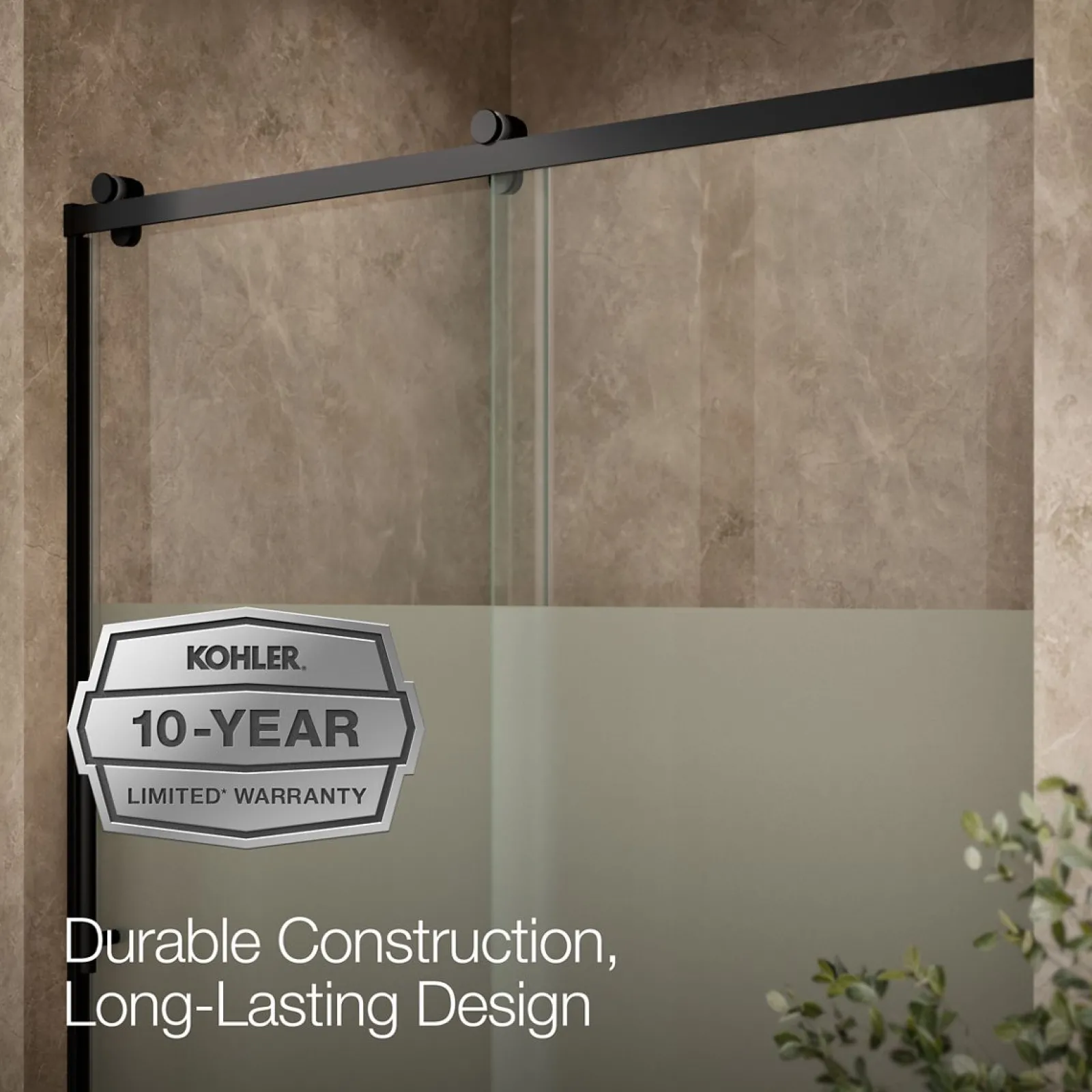 56-5/8"-59-5/8" W x 76.99" H sliding shower door with 3/8"-thick Crystal Clear glass^Kohler Sale