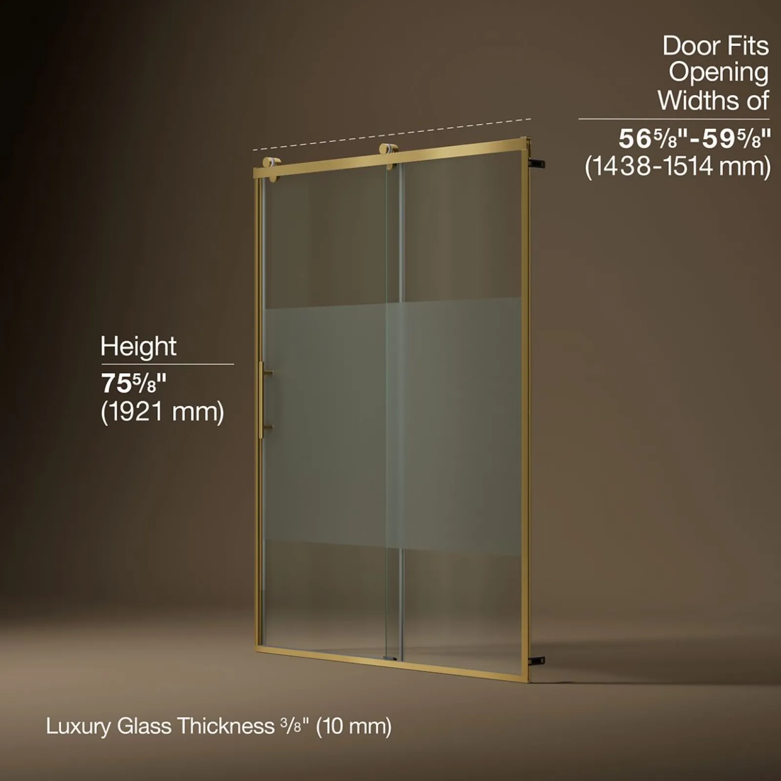 56-5/8"-59-5/8" W x 76.99" H sliding shower door with 3/8"-thick Crystal Clear glass^Kohler Sale