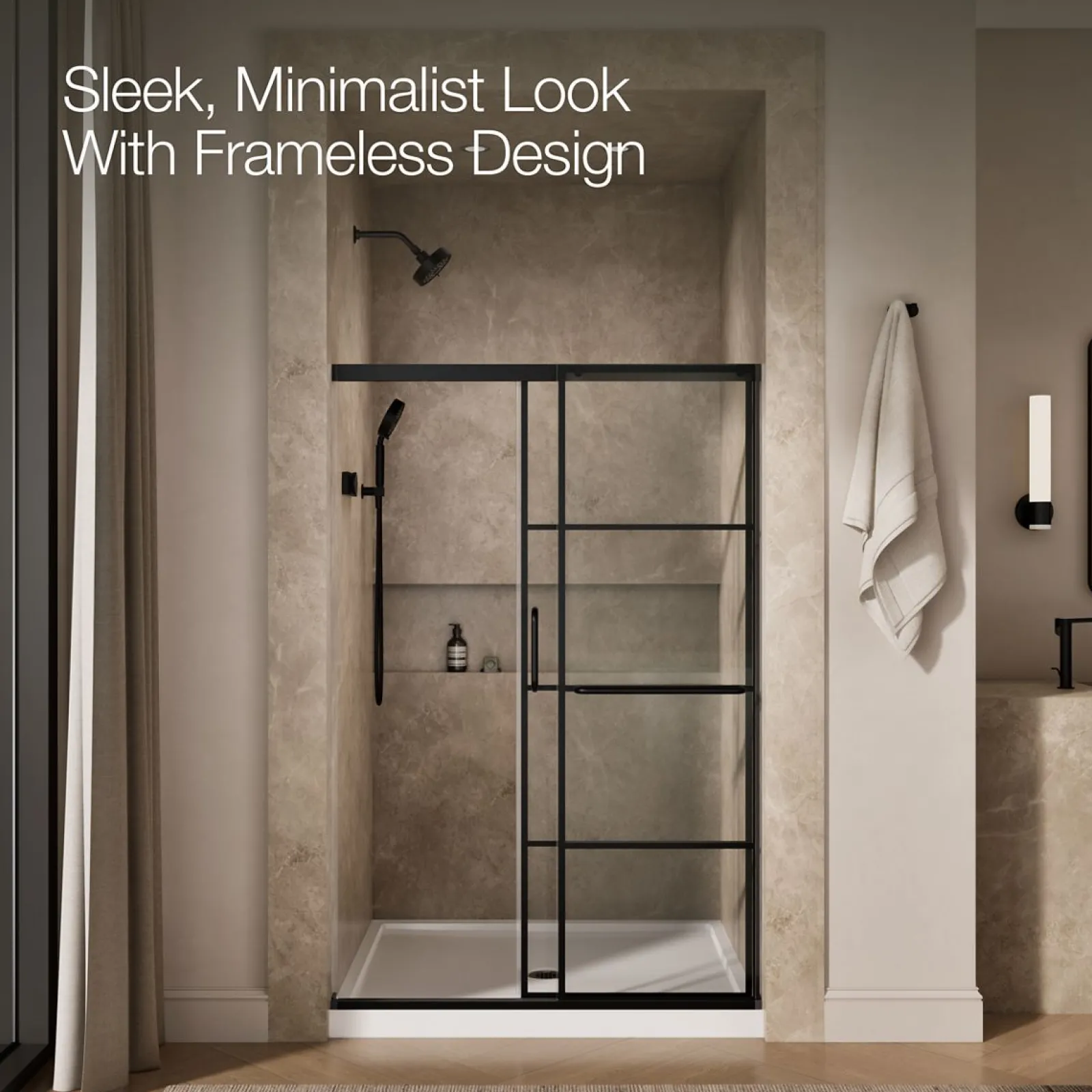 50-1/4"-53-5/8" W x 70-1/2" H sliding shower door with 1/4"-thick Crystal Clear glass^Kohler Sale