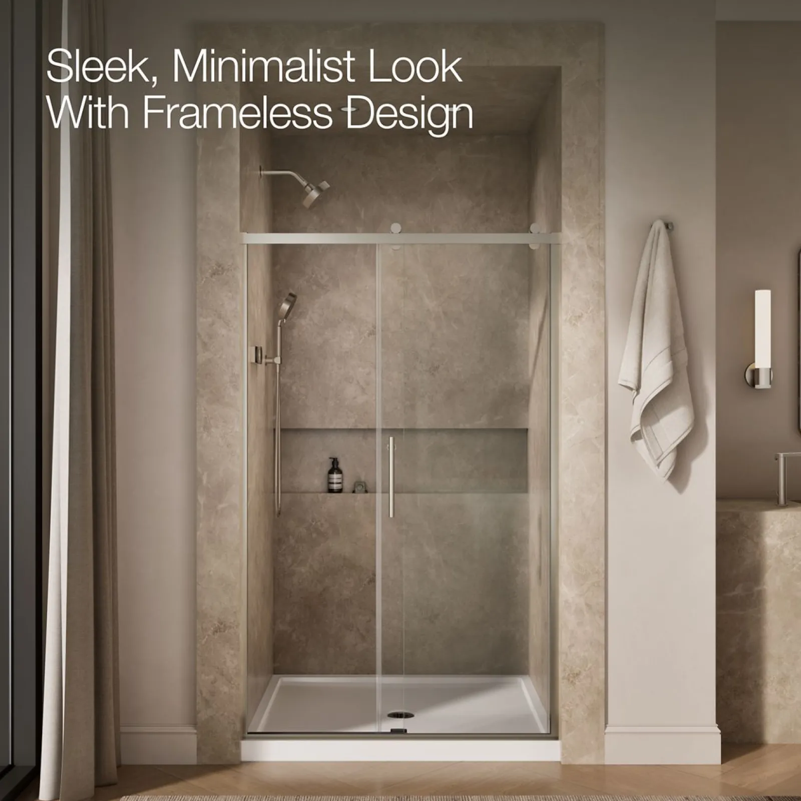 44-5/8"-47-5/8" W x 76.99" H sliding shower door with 3/8"-thick Crystal Clear glass^Kohler Online