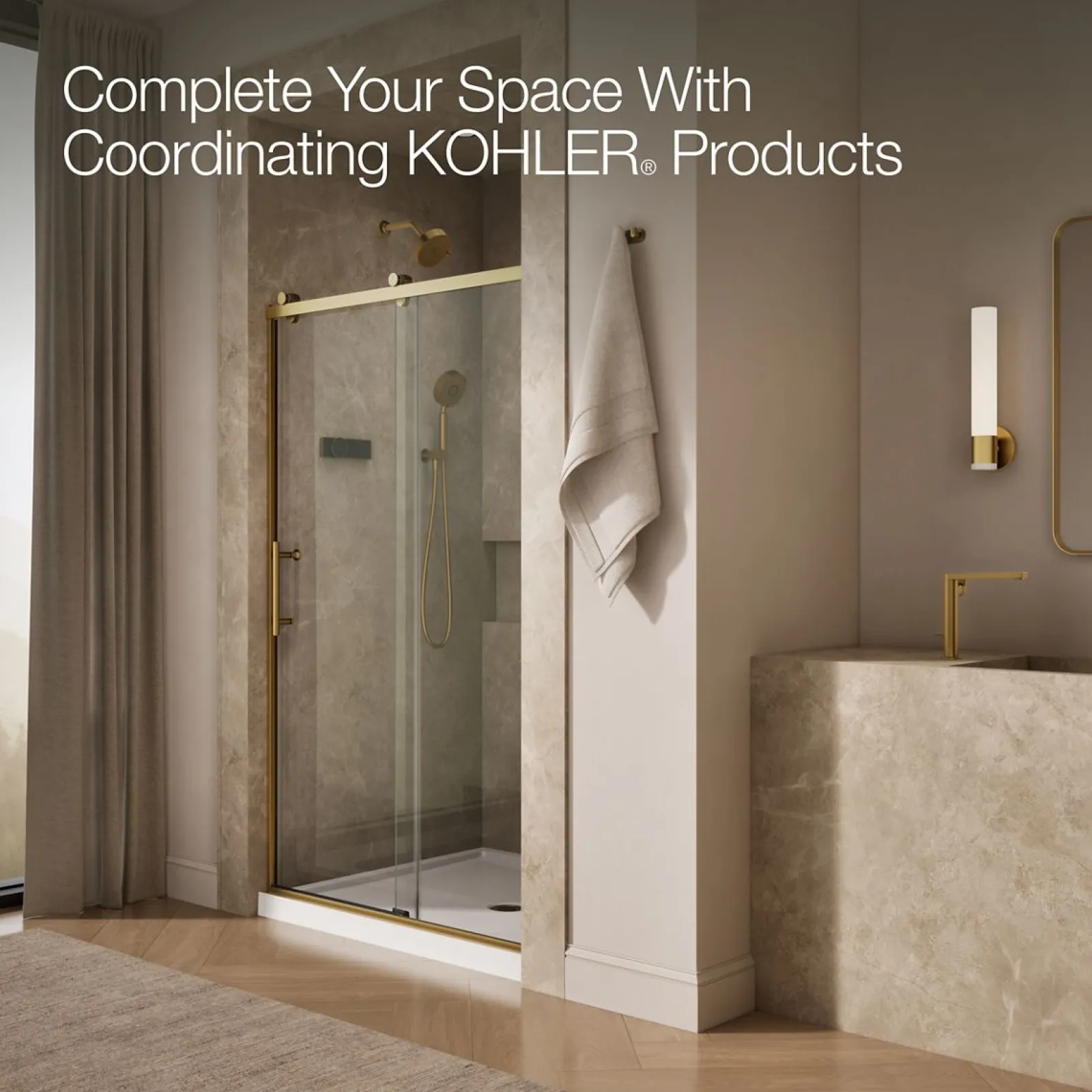 44-5/8"-47-5/8" W x 76.99" H sliding shower door with 3/8"-thick Crystal Clear glass^Kohler Online
