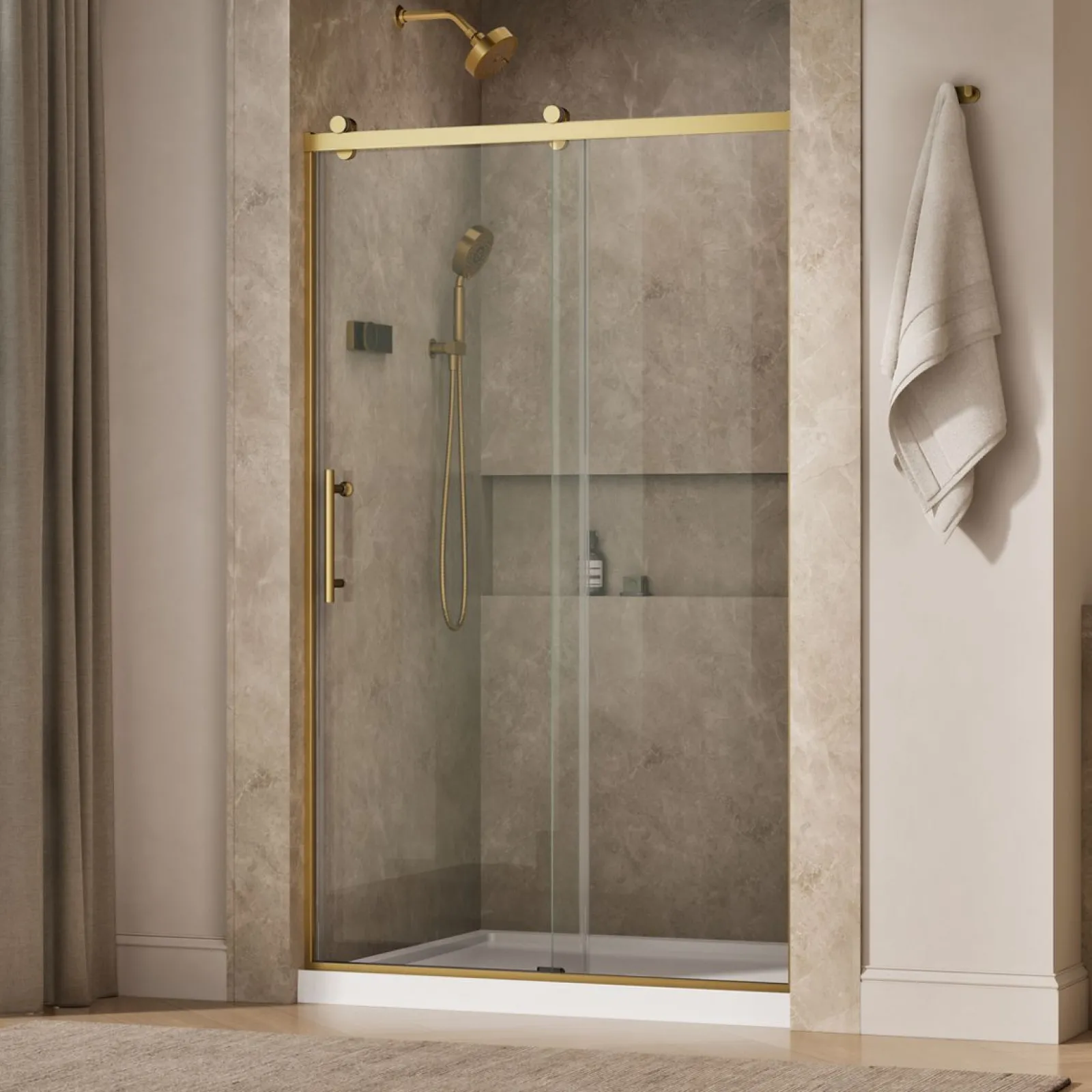 44-5/8"-47-5/8" W x 76.99" H sliding shower door with 3/8"-thick Crystal Clear glass^Kohler Online