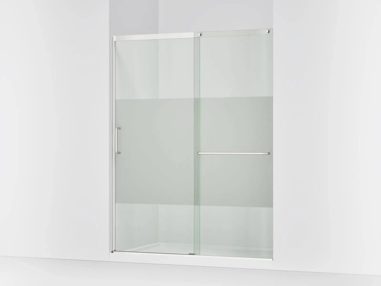 62-1/4"-65-5/8" W x 75-1/2" H sliding shower door with 5/16"-thick Crystal Clear glass^Kohler Discount