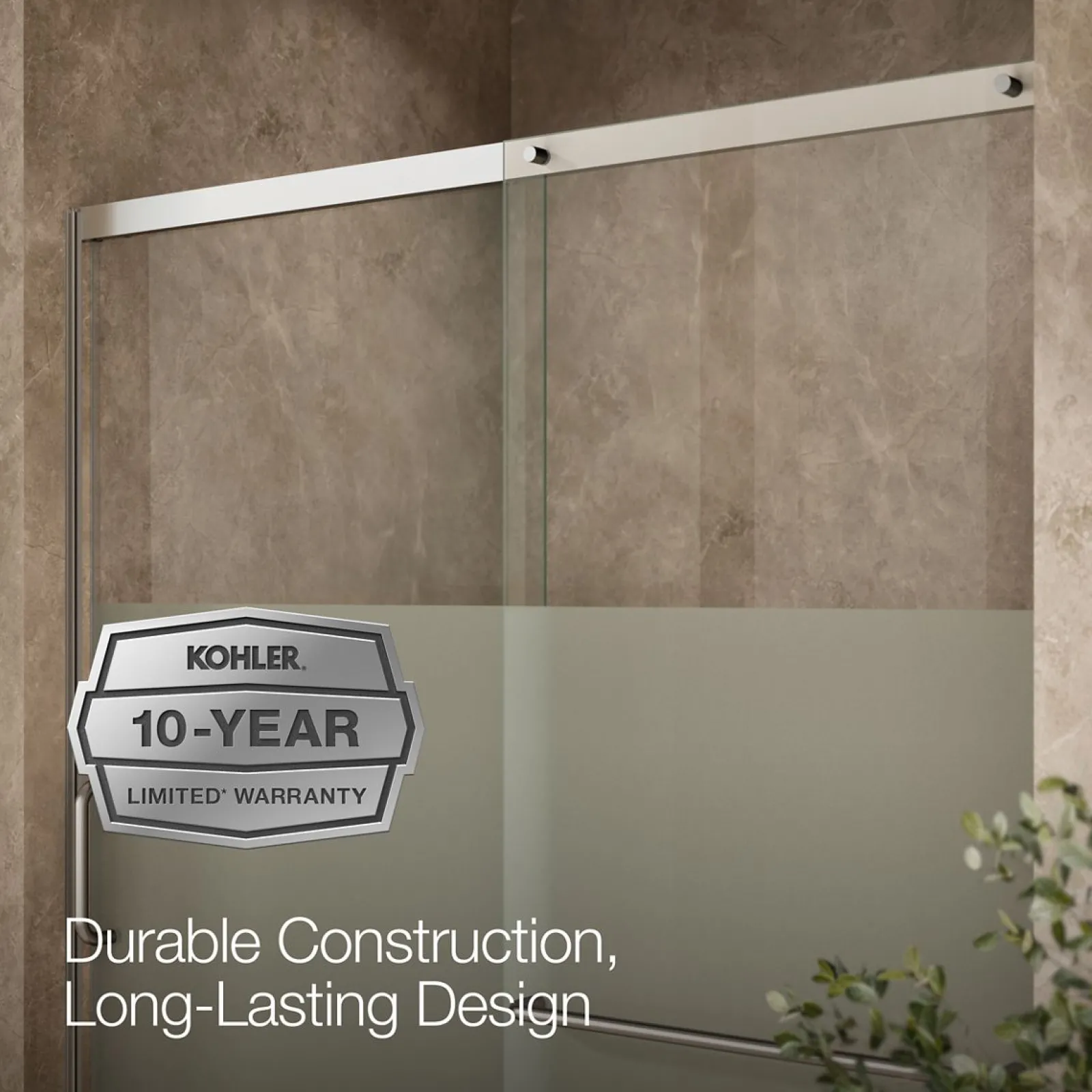 62-1/4"-65-5/8" W x 75-1/2" H sliding shower door with 5/16"-thick Crystal Clear glass^Kohler Discount