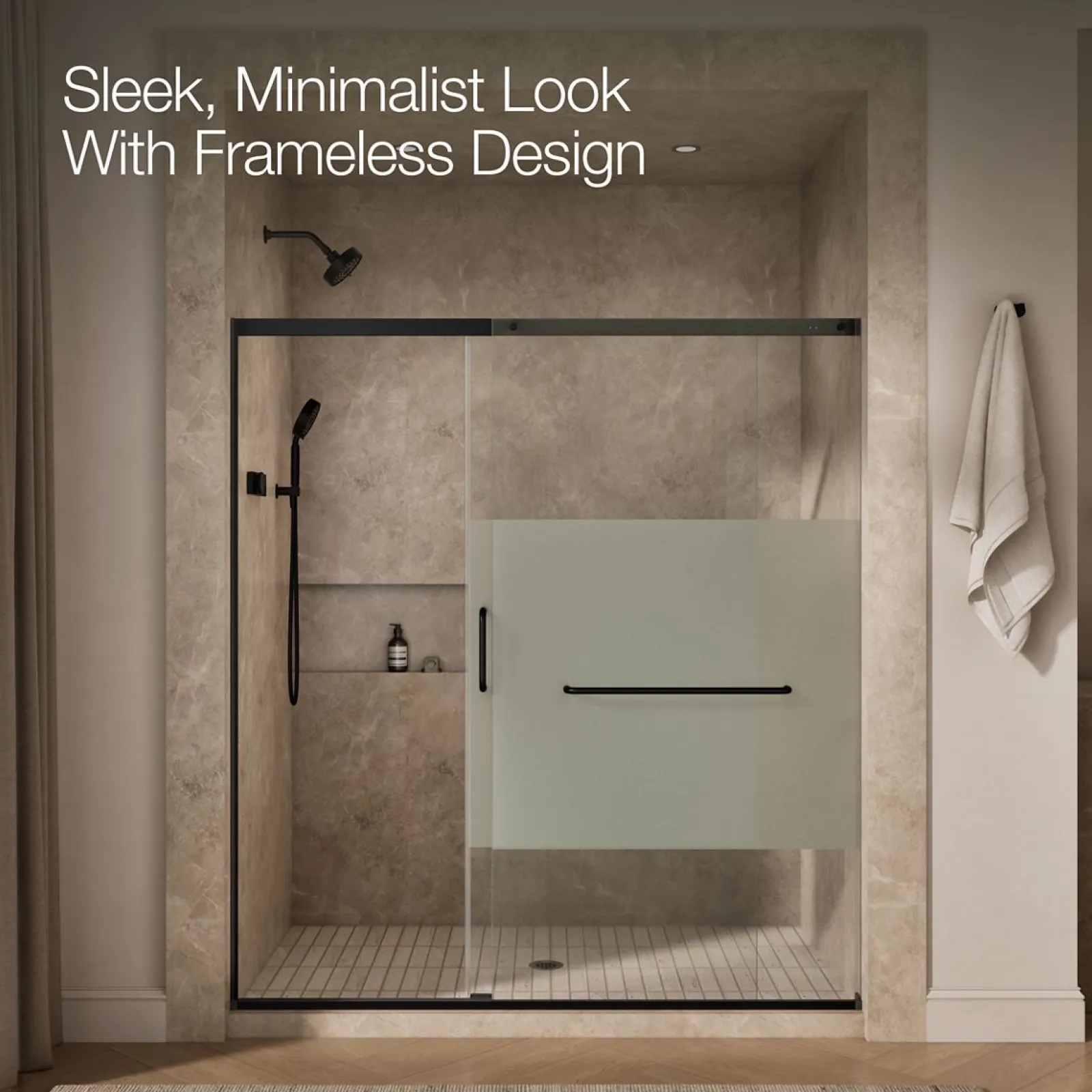 68-1/4"-71-5/8" W x 75-1/2" H sliding shower door with 5/16"-thick Crystal Clear glass^Kohler New