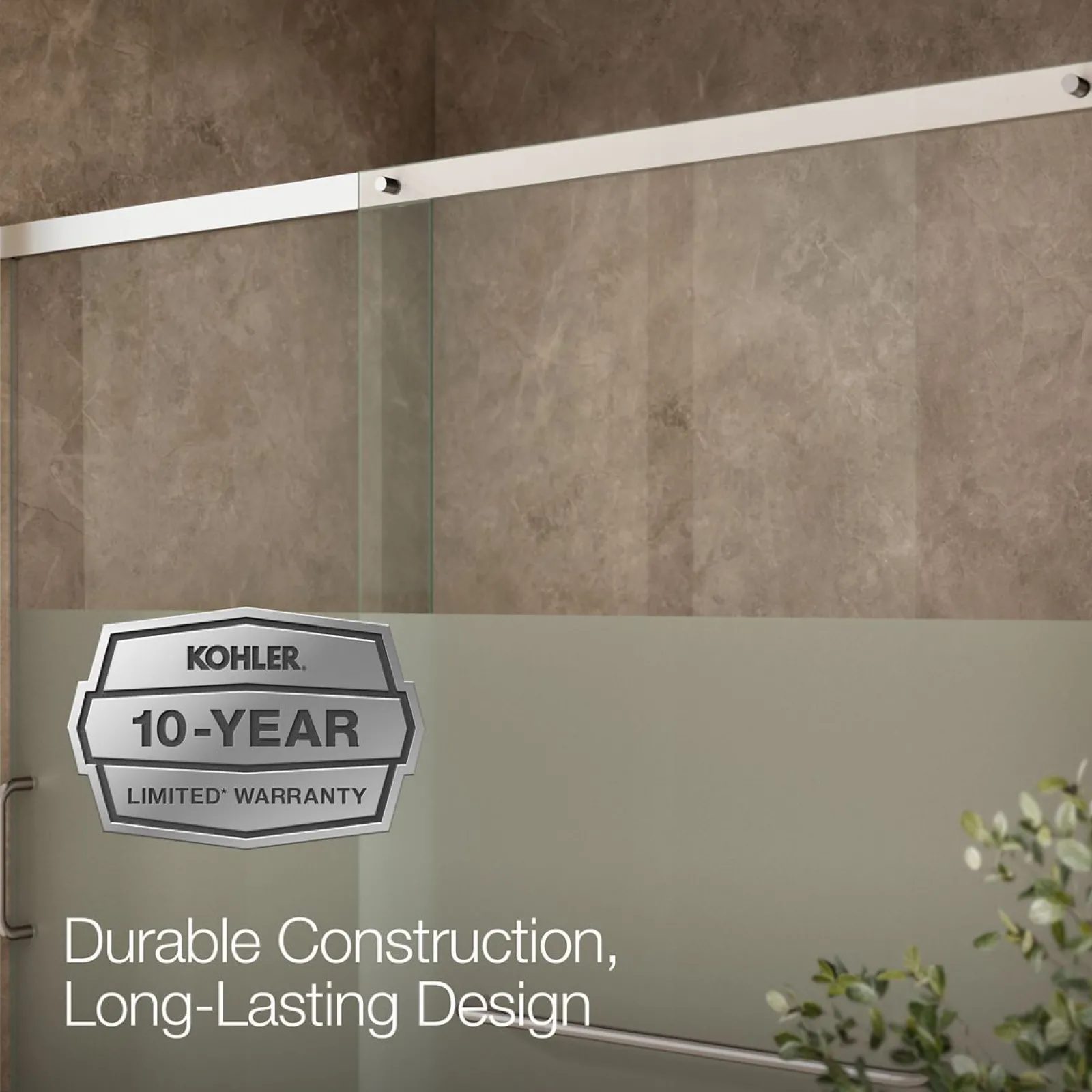 68-1/4"-71-5/8" W x 75-1/2" H sliding shower door with 5/16"-thick Crystal Clear glass^Kohler New