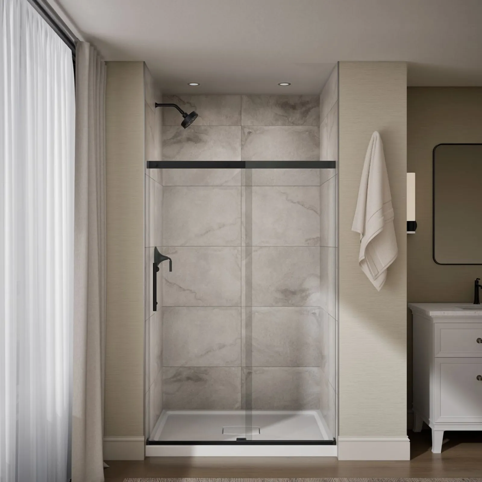 44-5/8"-47-5/8" W x 70-1/2" H sliding shower door with 1/4"-thick Crystal Clear glass^Kohler Best