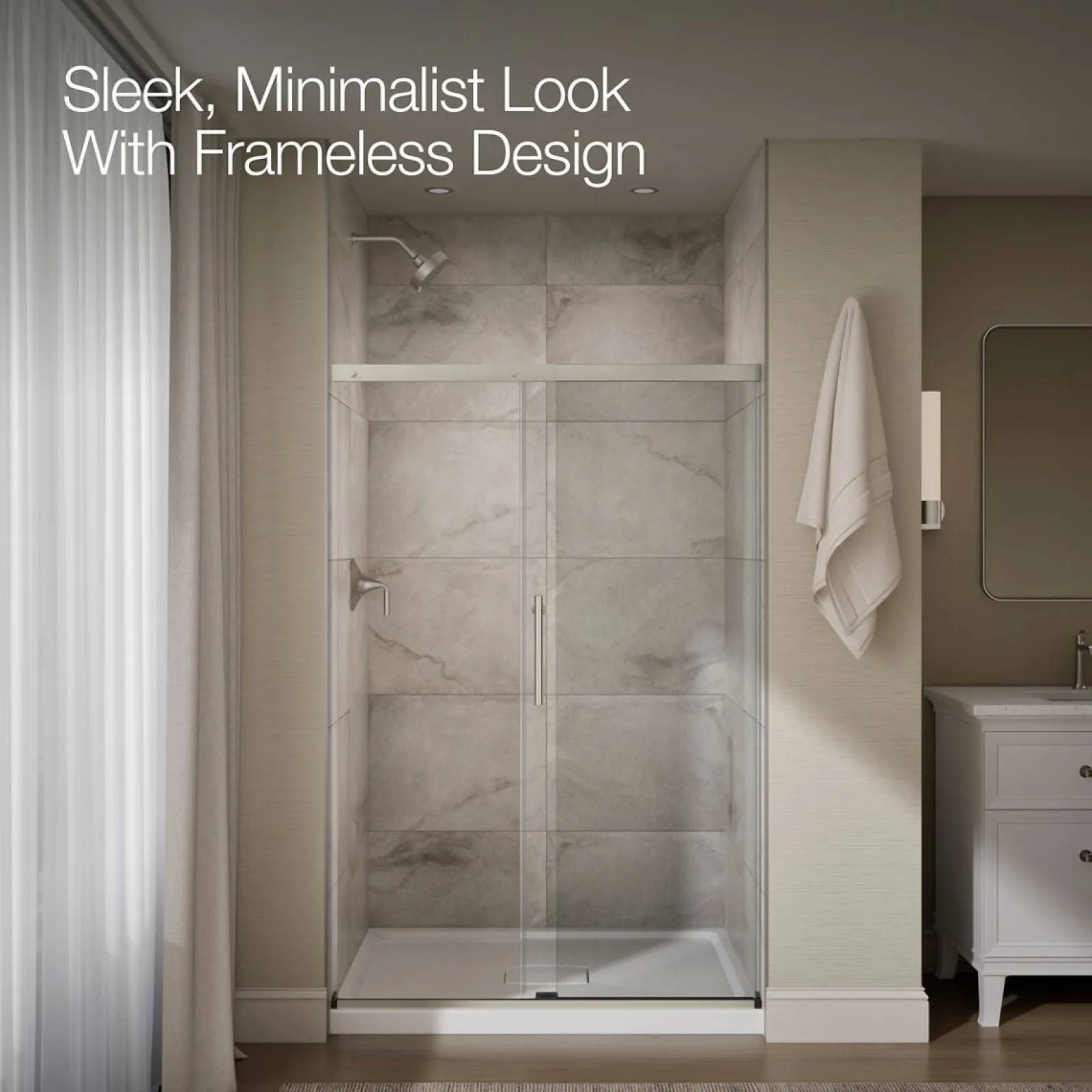 44-5/8"-47-5/8" W x 70-1/2" H sliding shower door with 1/4"-thick Crystal Clear glass^Kohler Best