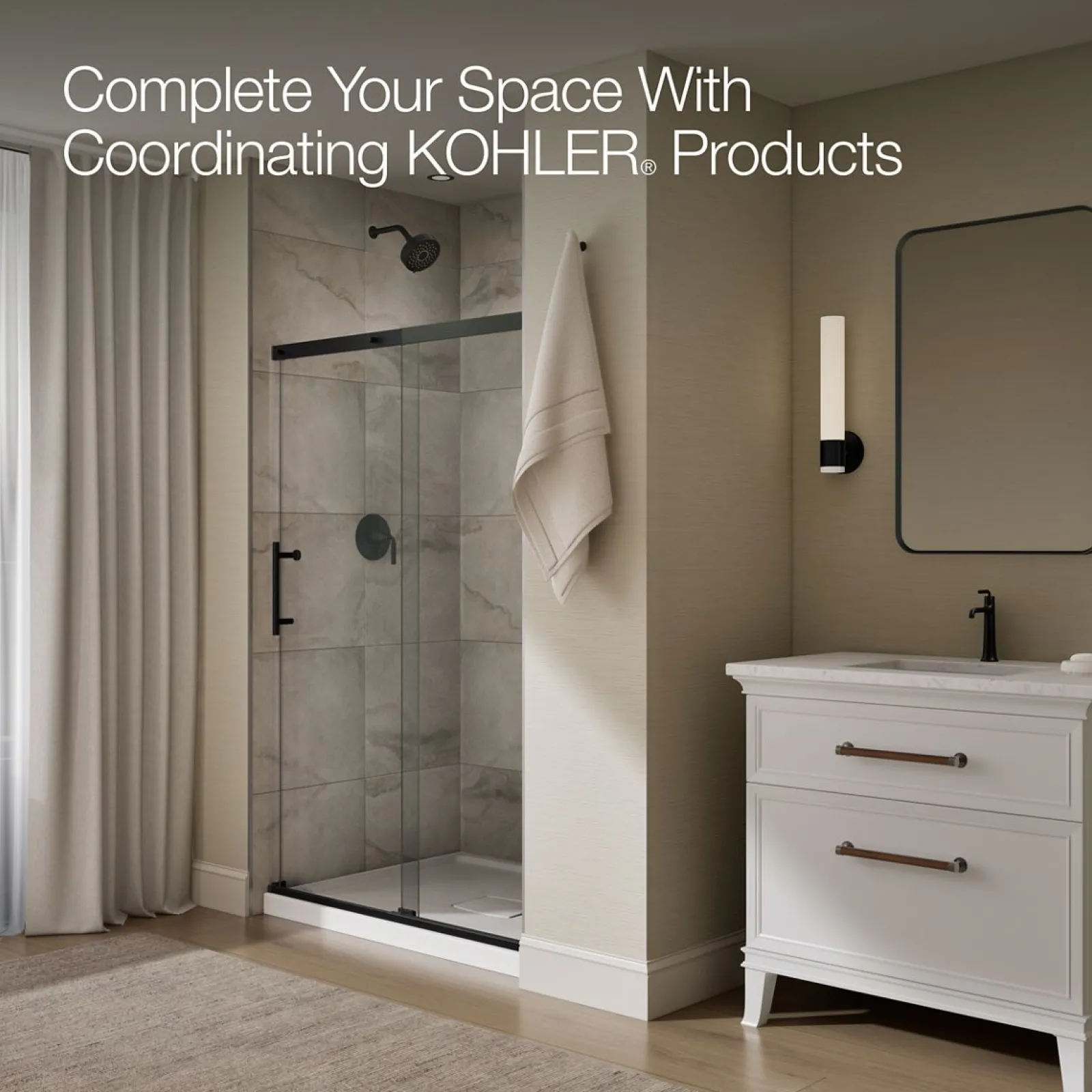 44-5/8"-47-5/8" W x 70-1/2" H sliding shower door with 1/4"-thick Crystal Clear glass^Kohler Best