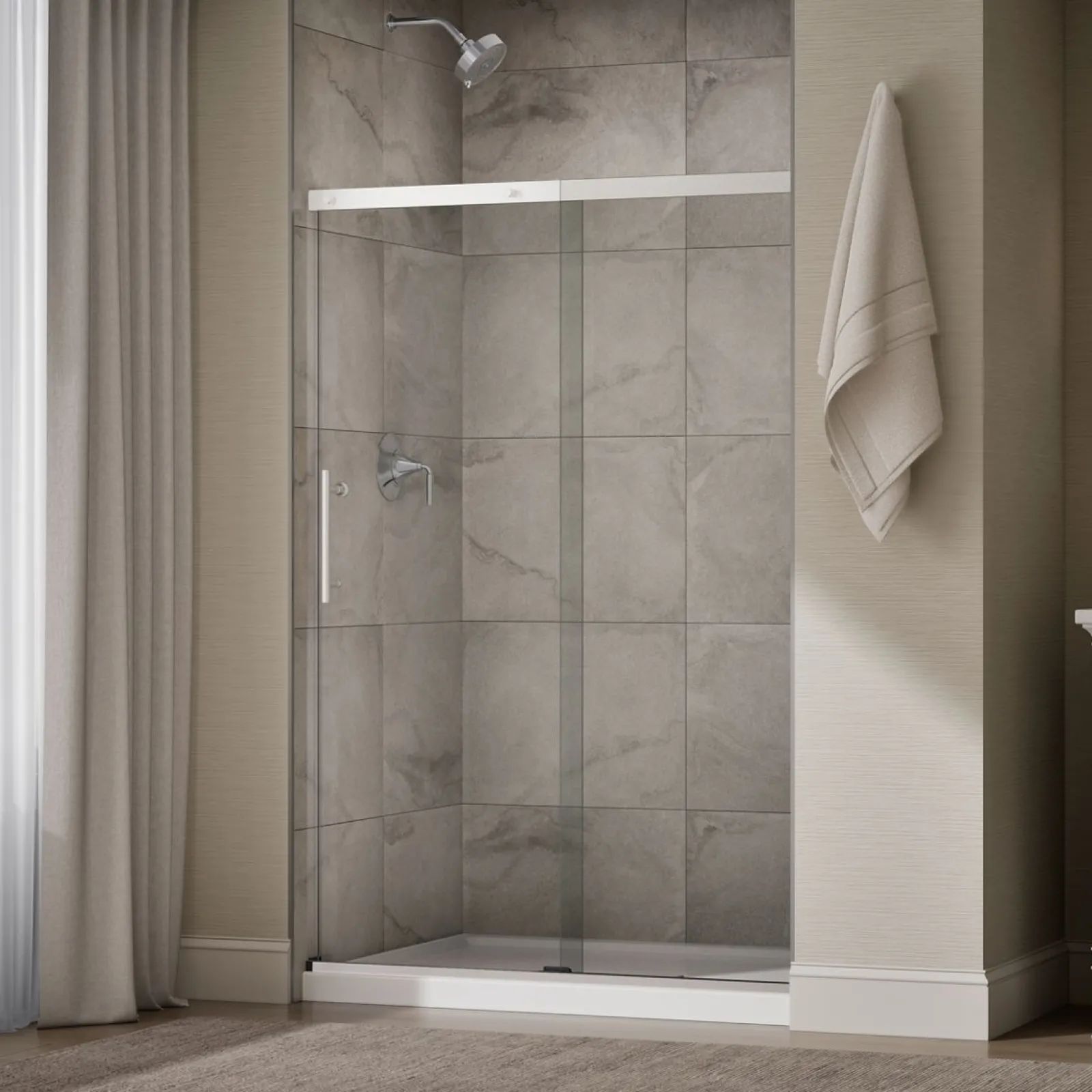 44-5/8"-47-5/8" W x 70-1/2" H sliding shower door with 1/4"-thick Crystal Clear glass^Kohler Best