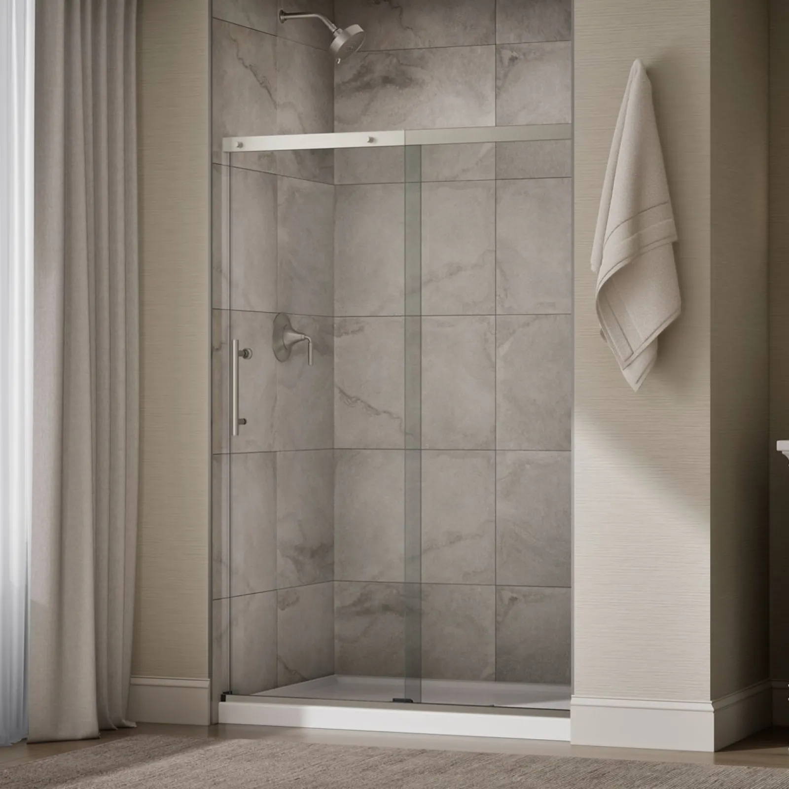 44-5/8"-47-5/8" W x 70-1/2" H sliding shower door with 1/4"-thick Crystal Clear glass^Kohler Best