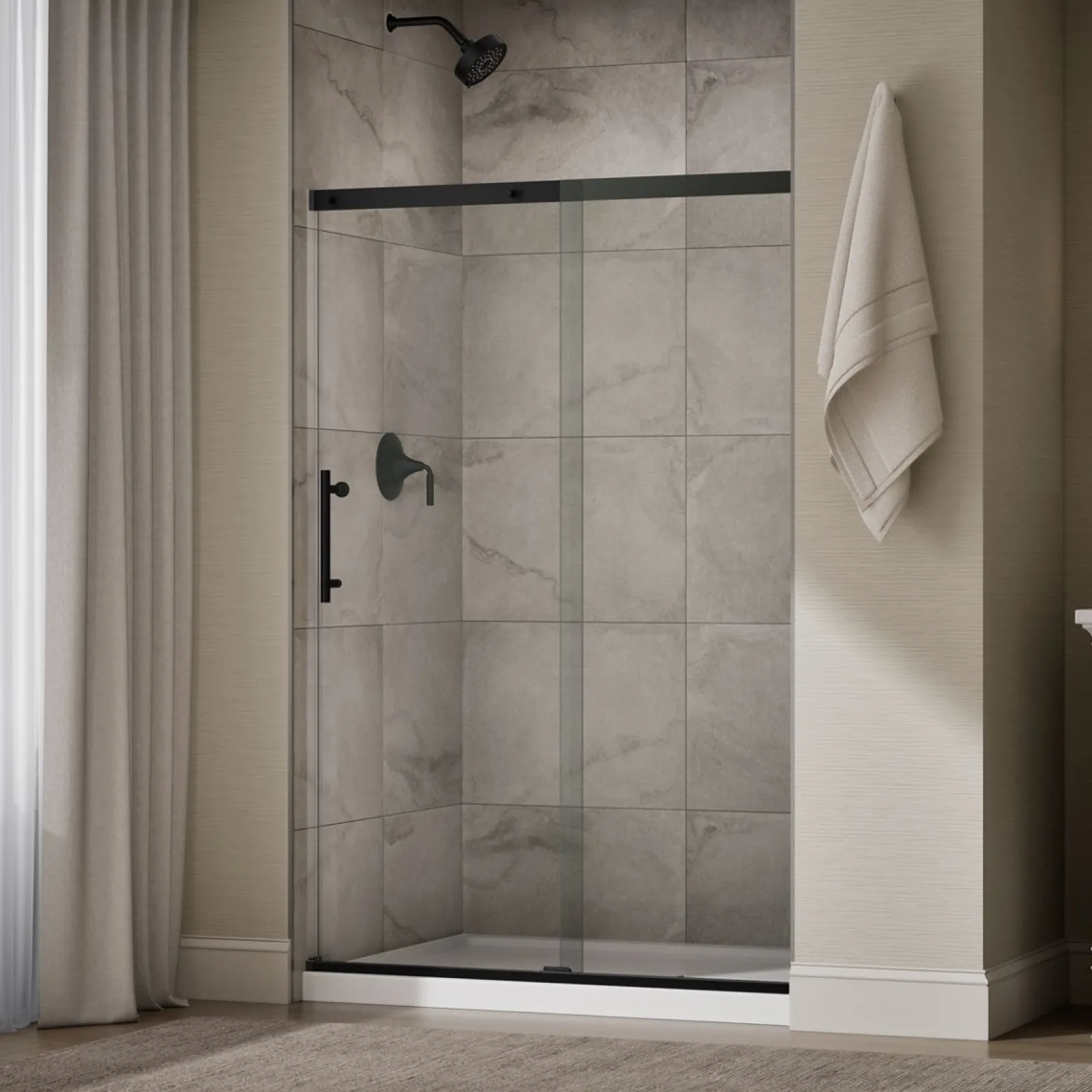 44-5/8"-47-5/8" W x 70-1/2" H sliding shower door with 1/4"-thick Crystal Clear glass^Kohler Best