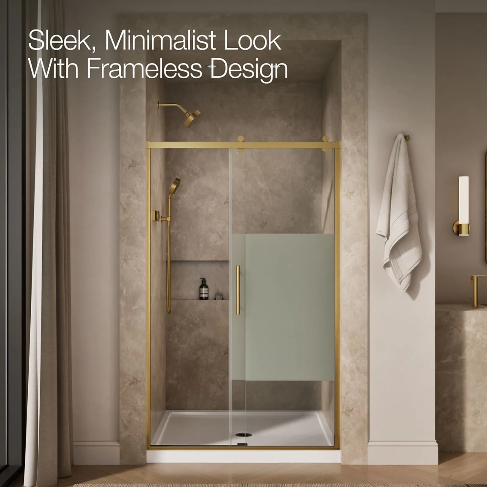 44-5/8"-47-5/8" W x 76.99" H sliding shower door with 3/8"-thick Crystal Clear glass^Kohler Online