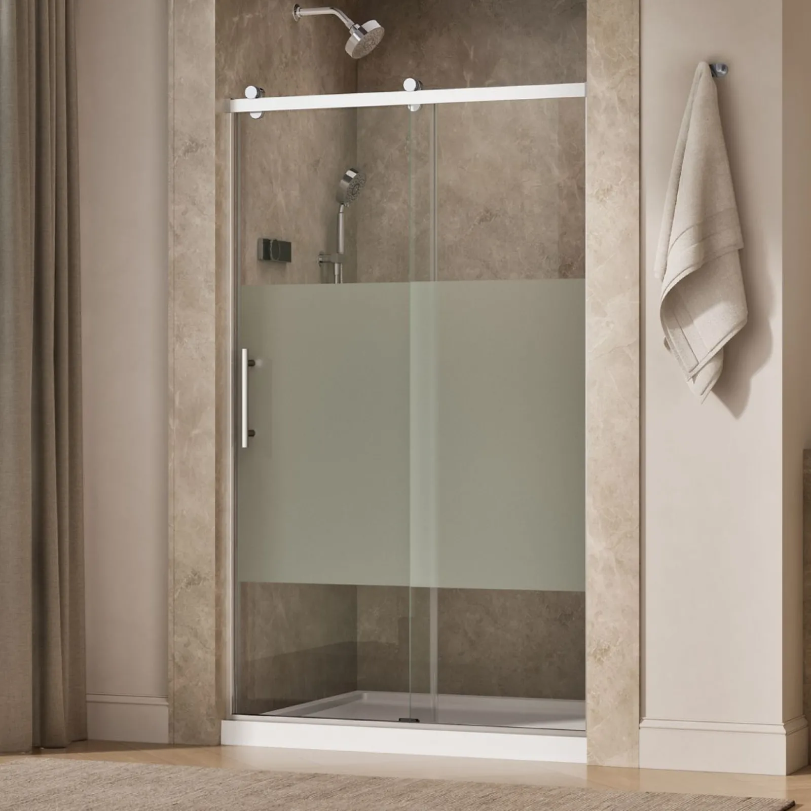 44-5/8"-47-5/8" W x 76.99" H sliding shower door with 3/8"-thick Crystal Clear glass^Kohler Online