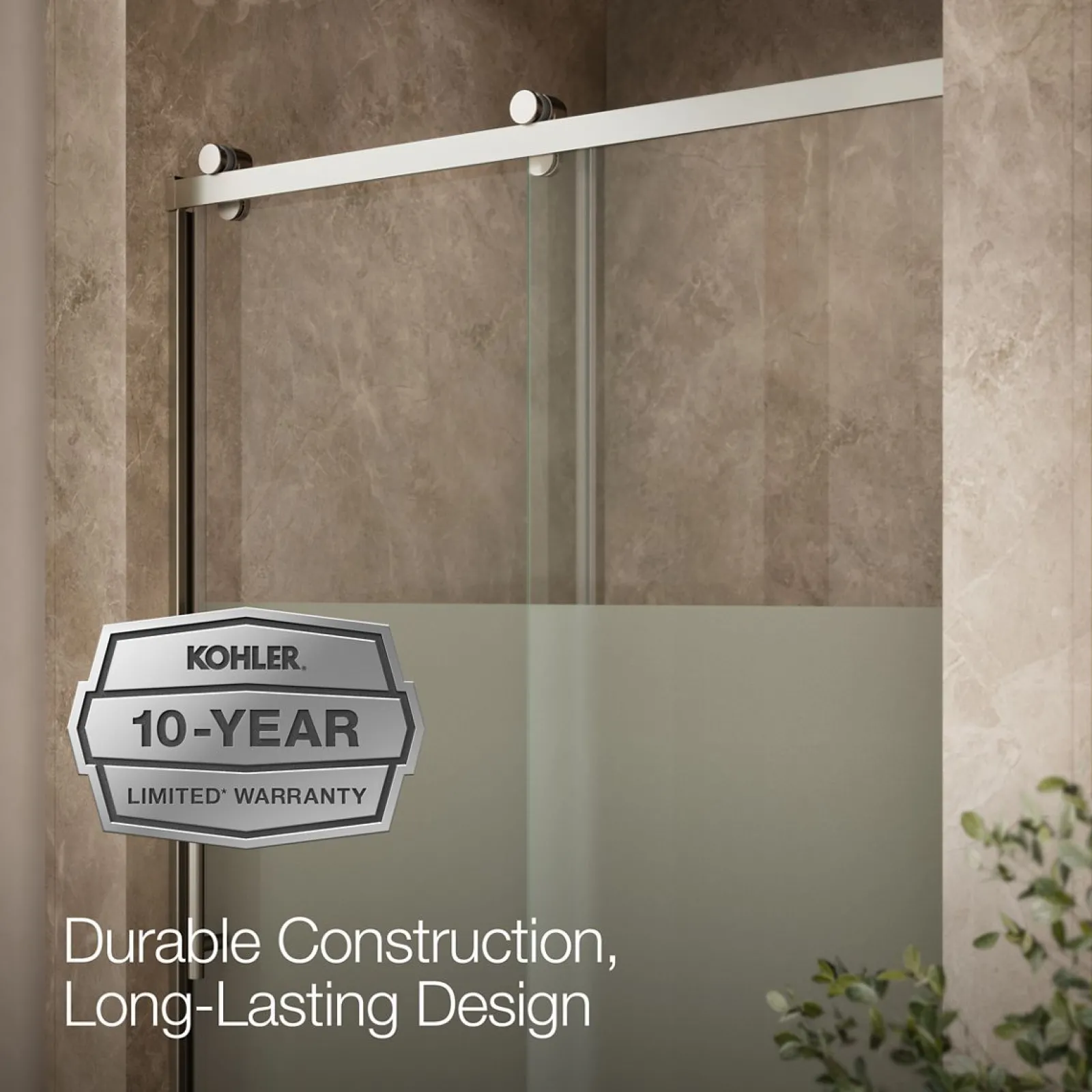 44-5/8"-47-5/8" W x 76.99" H sliding shower door with 3/8"-thick Crystal Clear glass^Kohler Online