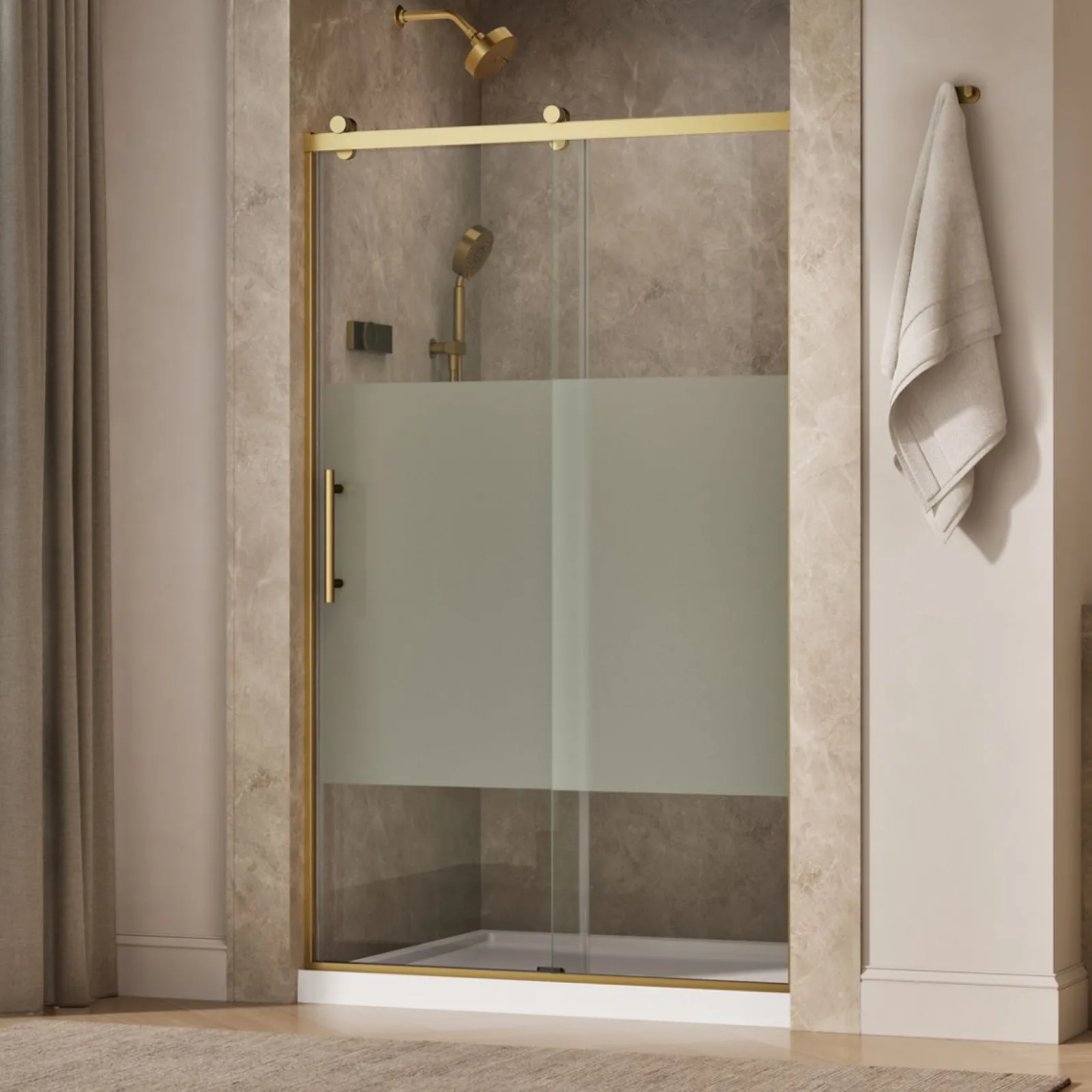 44-5/8"-47-5/8" W x 76.99" H sliding shower door with 3/8"-thick Crystal Clear glass^Kohler Online