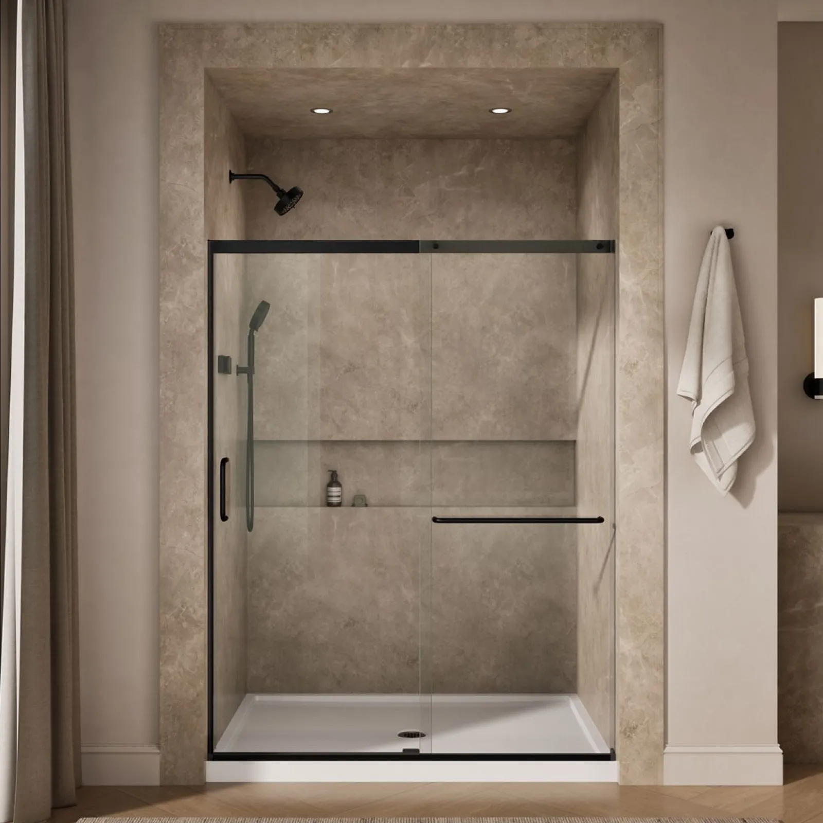 56-1/4"-59-5/8" W x 75-1/2" H sliding shower door with 5/16"-thick Crystal Clear glass^Kohler Best