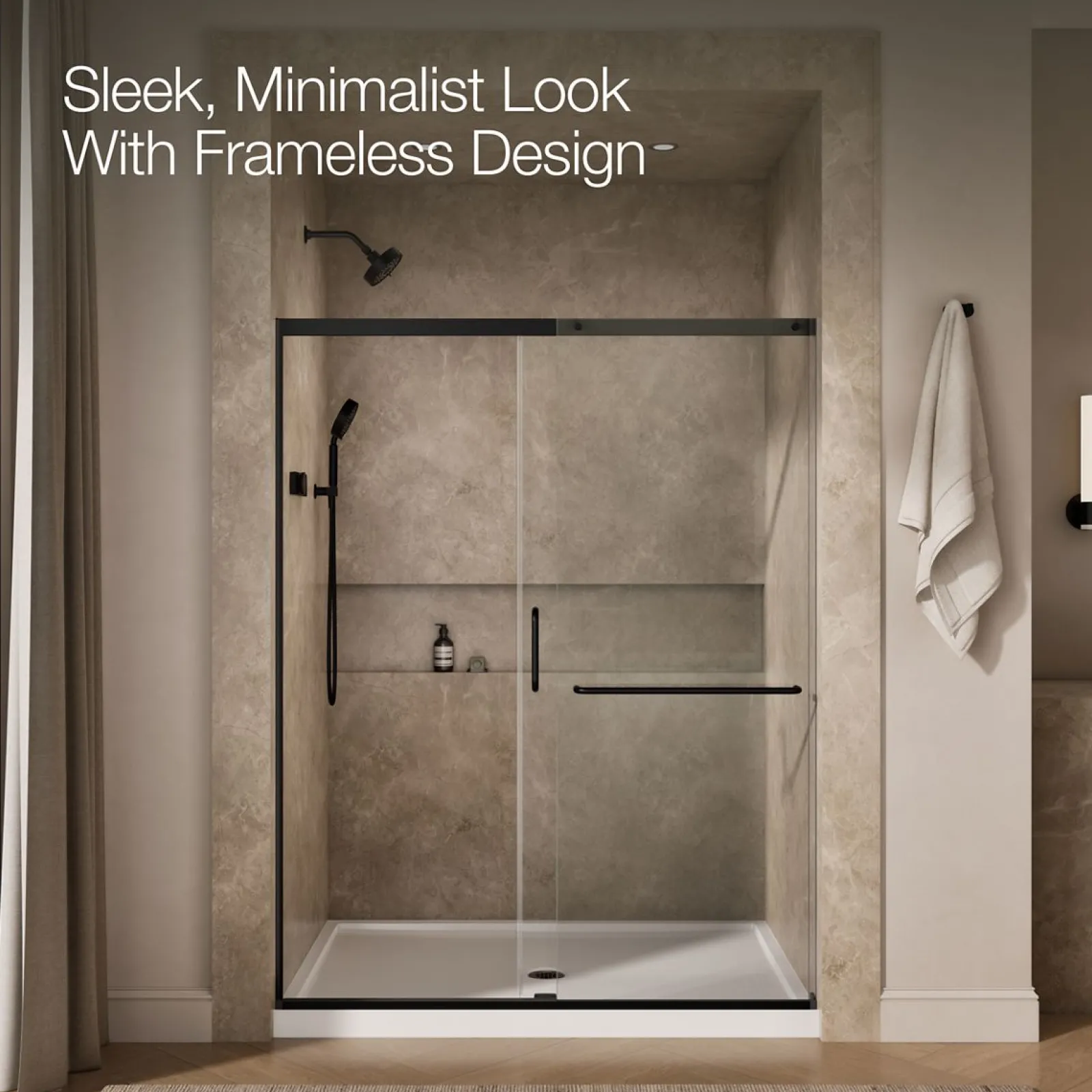 56-1/4"-59-5/8" W x 75-1/2" H sliding shower door with 5/16"-thick Crystal Clear glass^Kohler Best