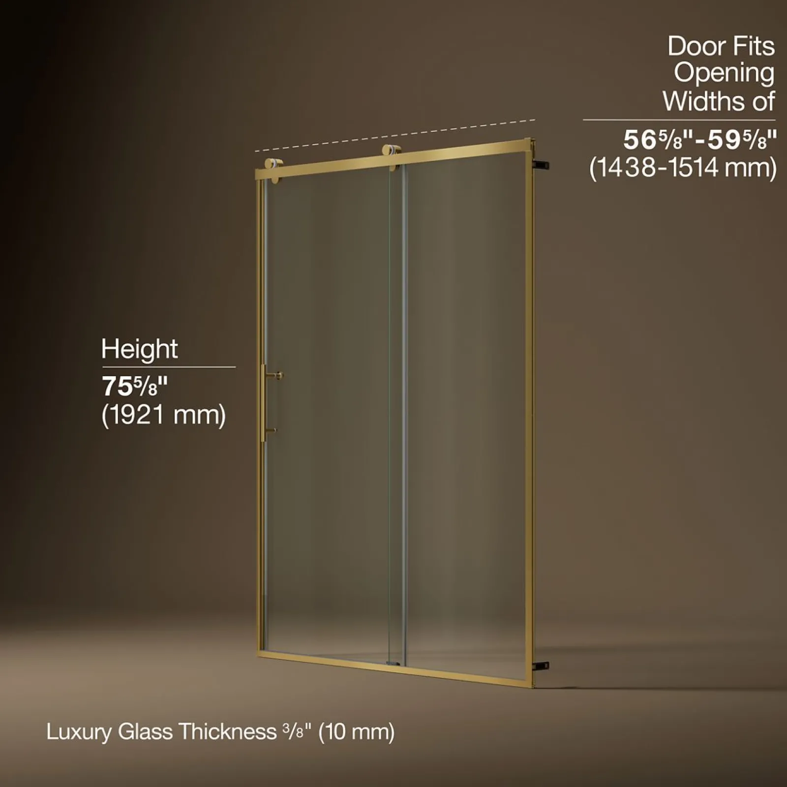 56-5/8"-59-5/8" W x 76.99" H sliding shower door with 3/8"-thick Crystal Clear glass^Kohler Outlet