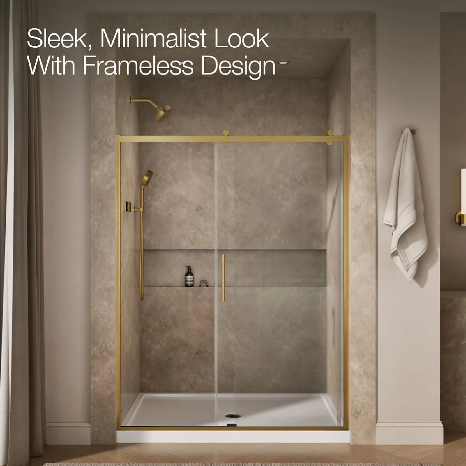 56-5/8"-59-5/8" W x 76.99" H sliding shower door with 3/8"-thick Crystal Clear glass^Kohler Outlet