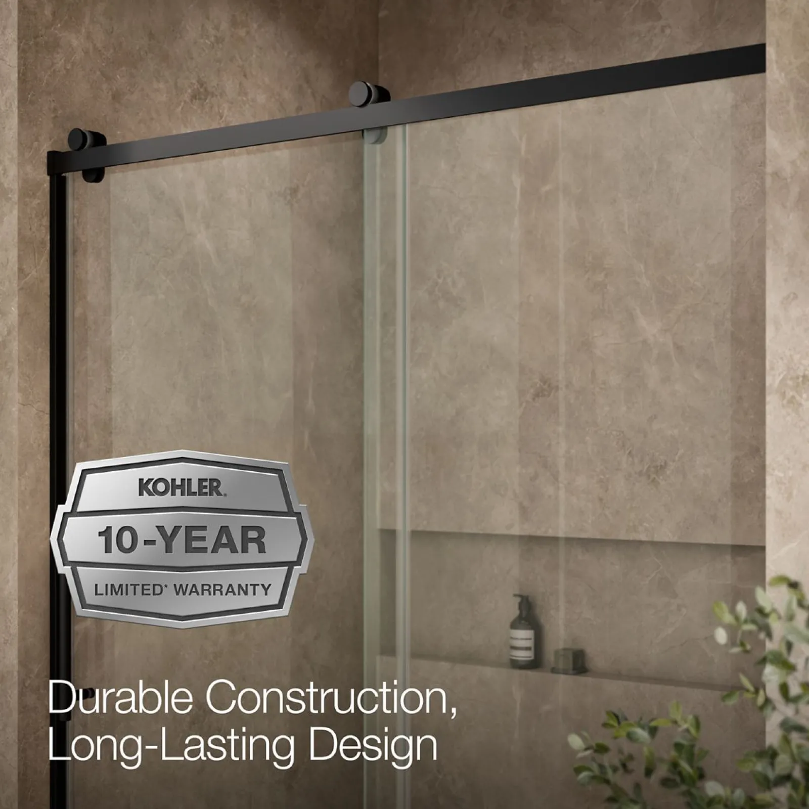 56-5/8"-59-5/8" W x 76.99" H sliding shower door with 3/8"-thick Crystal Clear glass^Kohler Outlet