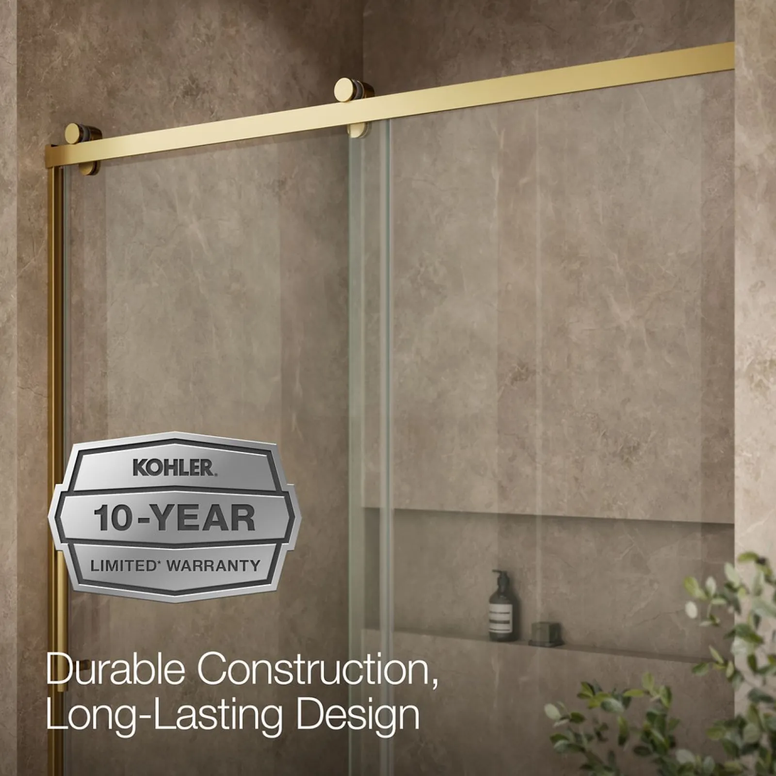 56-5/8"-59-5/8" W x 76.99" H sliding shower door with 3/8"-thick Crystal Clear glass^Kohler Outlet