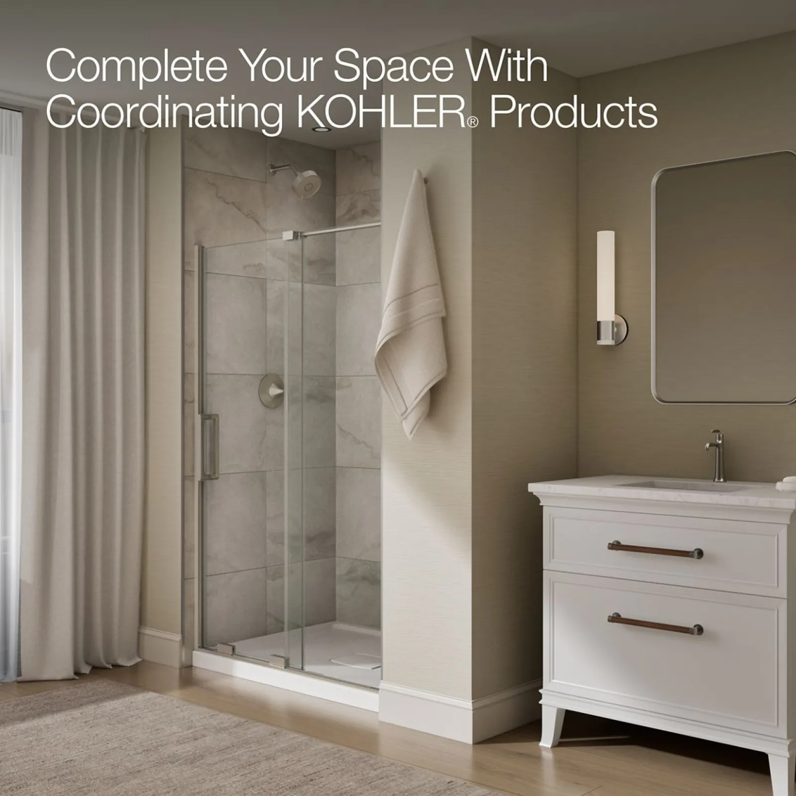 43-3/4"-47-3/4" W x 71-3/4" H sliding shower door with 5/16"-thick Crystal Clear glass^Kohler Sale
