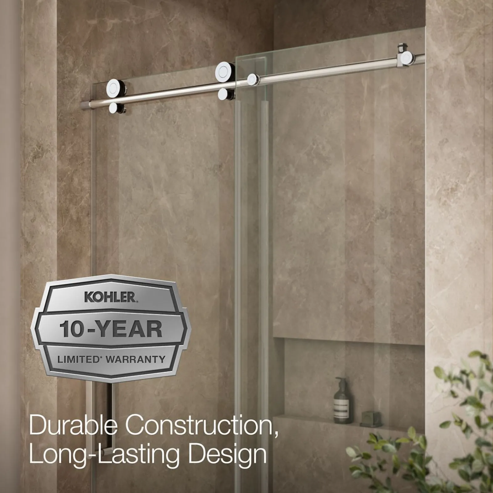 44-1/8"-47-7/8" W x 78" H sliding shower door with 3/8"-thick Crystal Clear glass^Kohler Discount