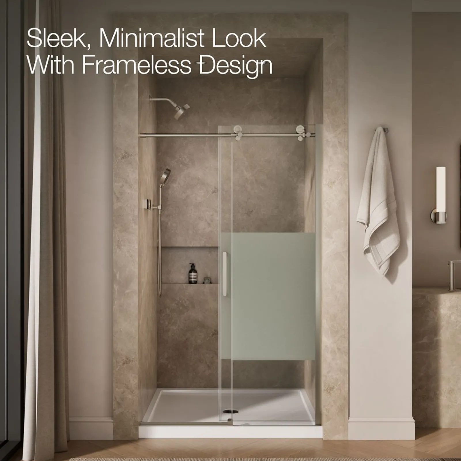 44-1/8"-47-7/8" W x 78" H sliding shower door with 3/8"-thick Crystal Clear glass^Kohler