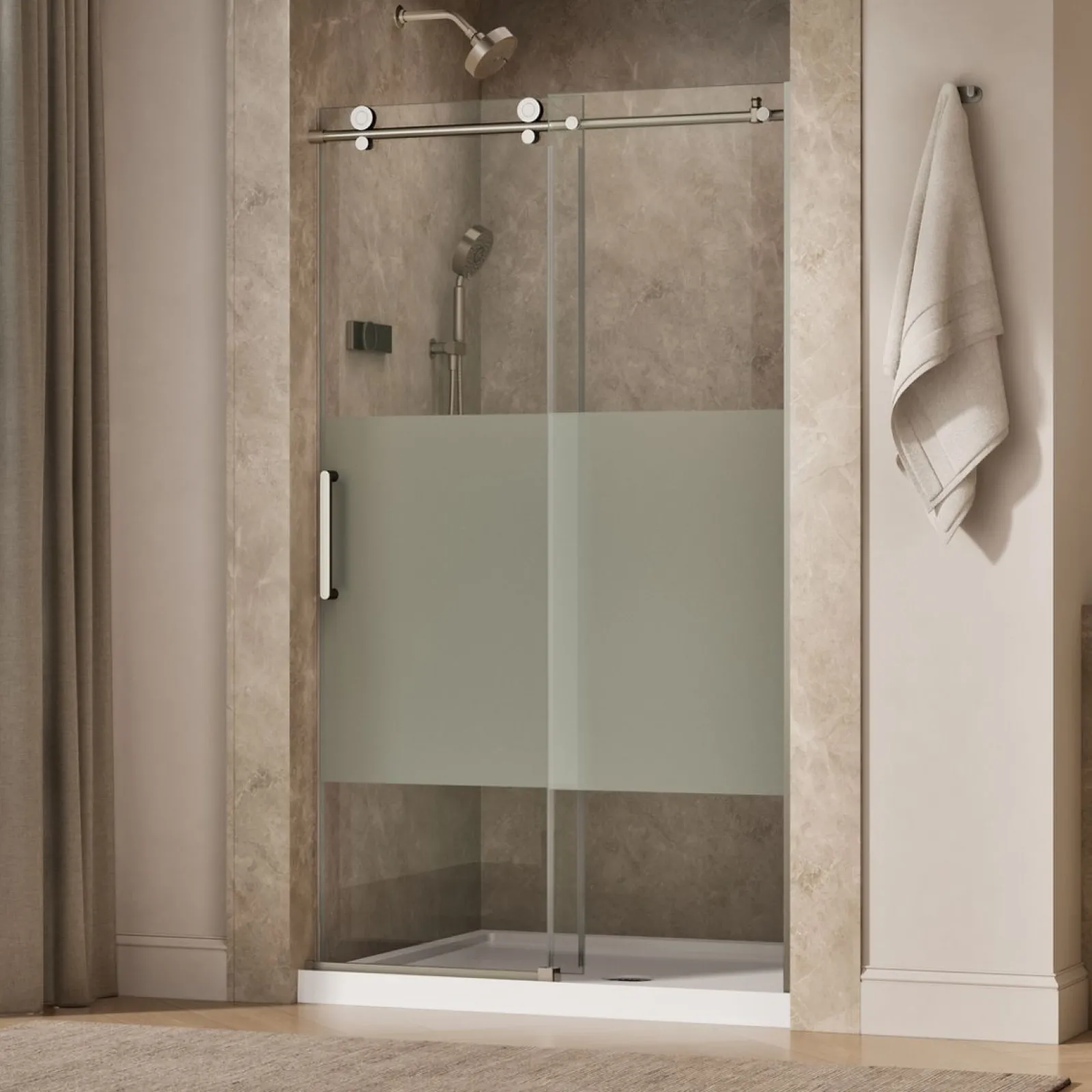 44-1/8"-47-7/8" W x 78" H sliding shower door with 3/8"-thick Crystal Clear glass^Kohler