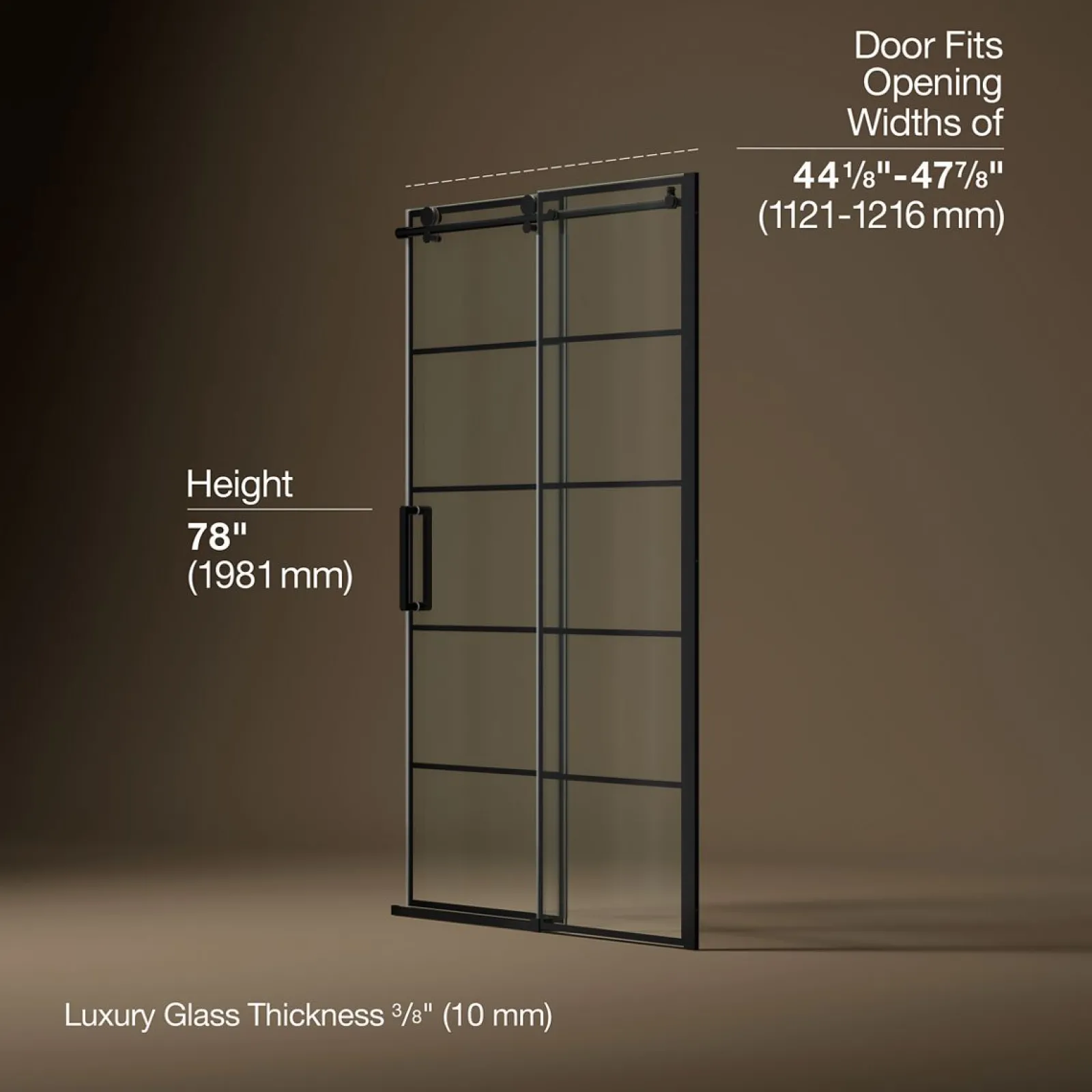 44-1/8"-47-7/8" W x 78" H sliding shower door with 3/8"-thick Crystal Clear glass^Kohler Outlet