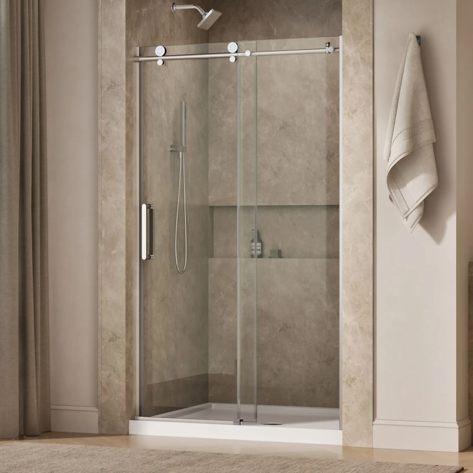 44-5/8"-47-7/8" W x 78" H sliding shower door with 3/8"-thick Crystal Clear glass^Kohler