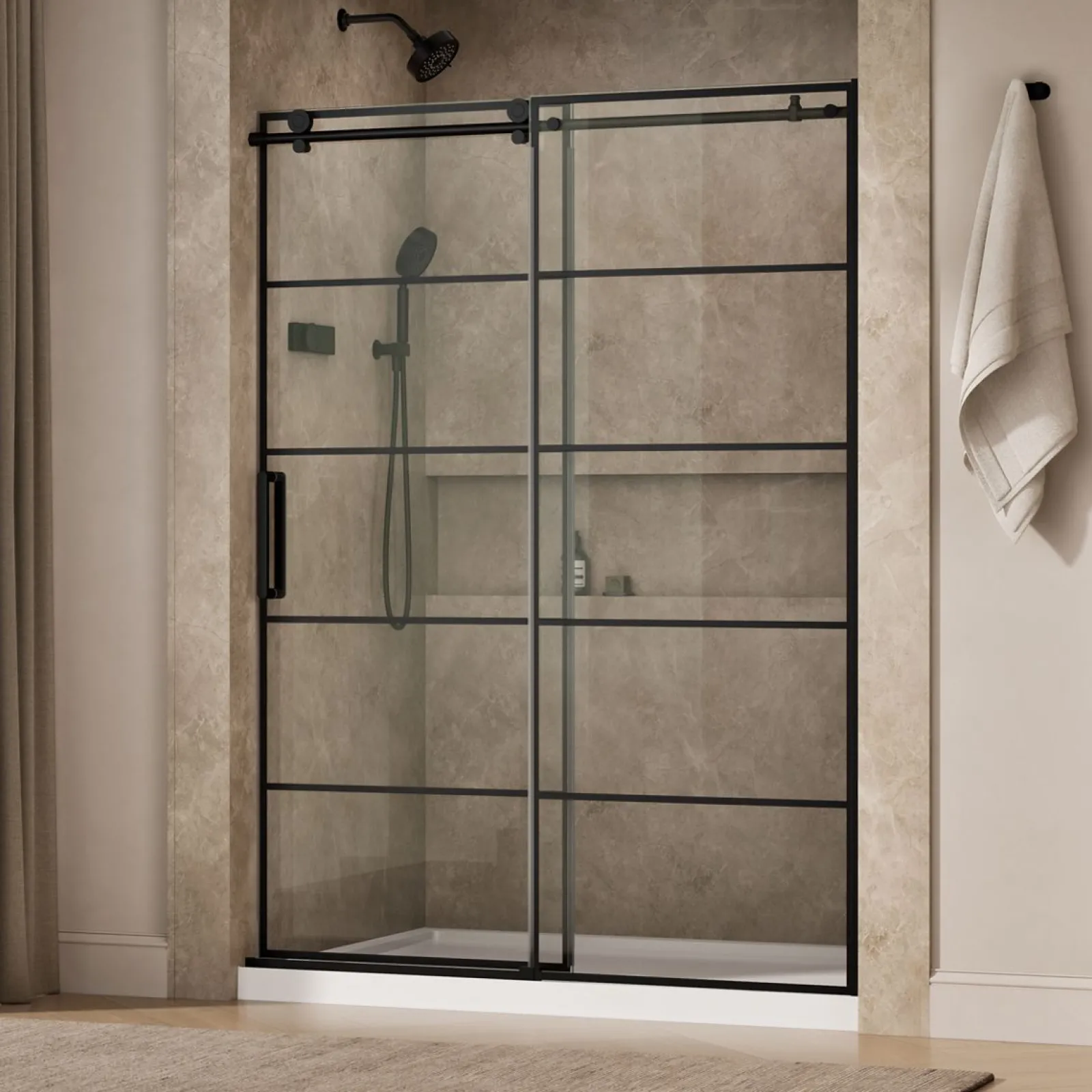 56-1/8"-59-7/8" W x 78" H sliding shower door with 3/8"-thick Crystal Clear glass^Kohler Hot