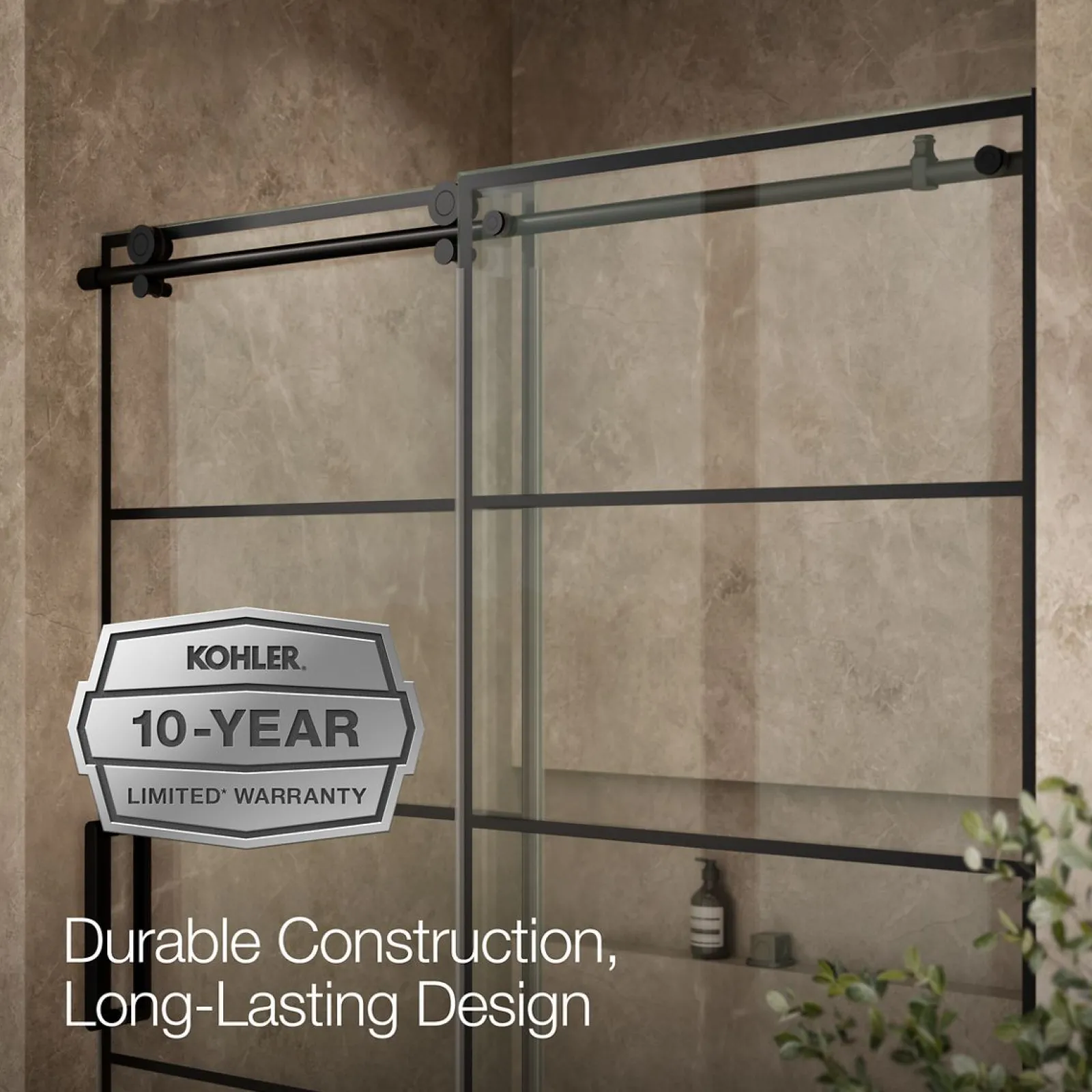56-1/8"-59-7/8" W x 78" H sliding shower door with 3/8"-thick Crystal Clear glass^Kohler Hot