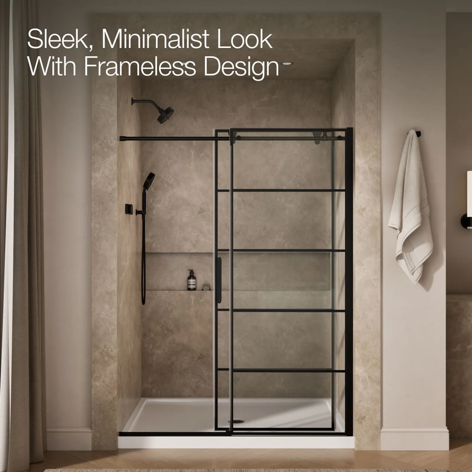 56-1/8"-59-7/8" W x 78" H sliding shower door with 3/8"-thick Crystal Clear glass^Kohler Hot