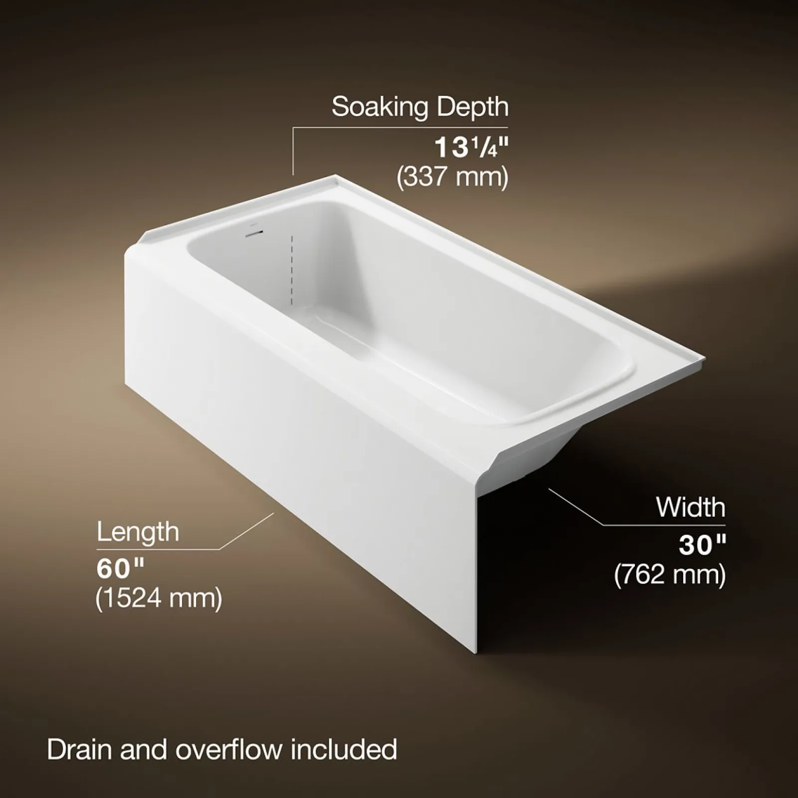 60" x 30" alcove bath, left drain^Kohler Sale