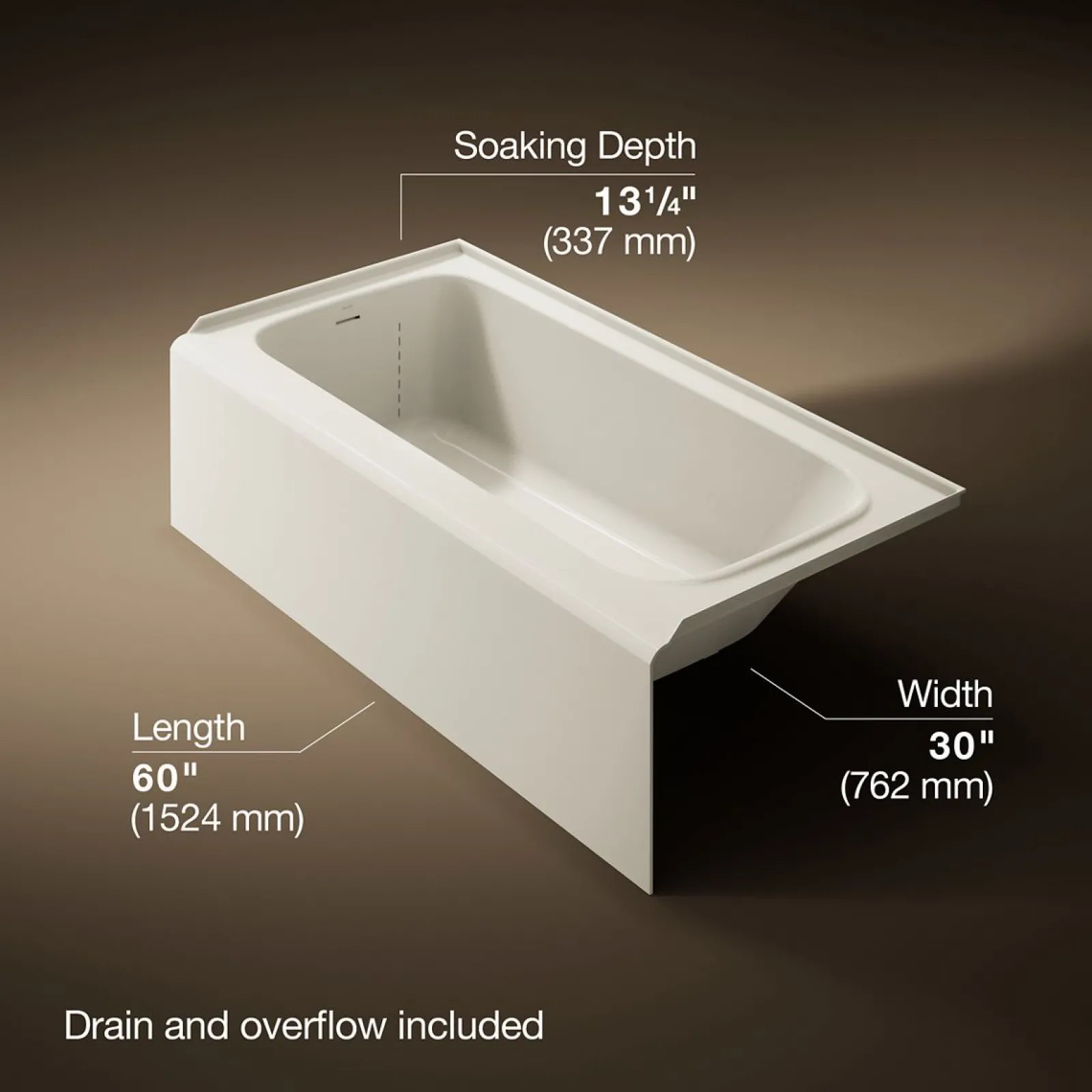 60" x 30" alcove bath, left drain^Kohler Sale