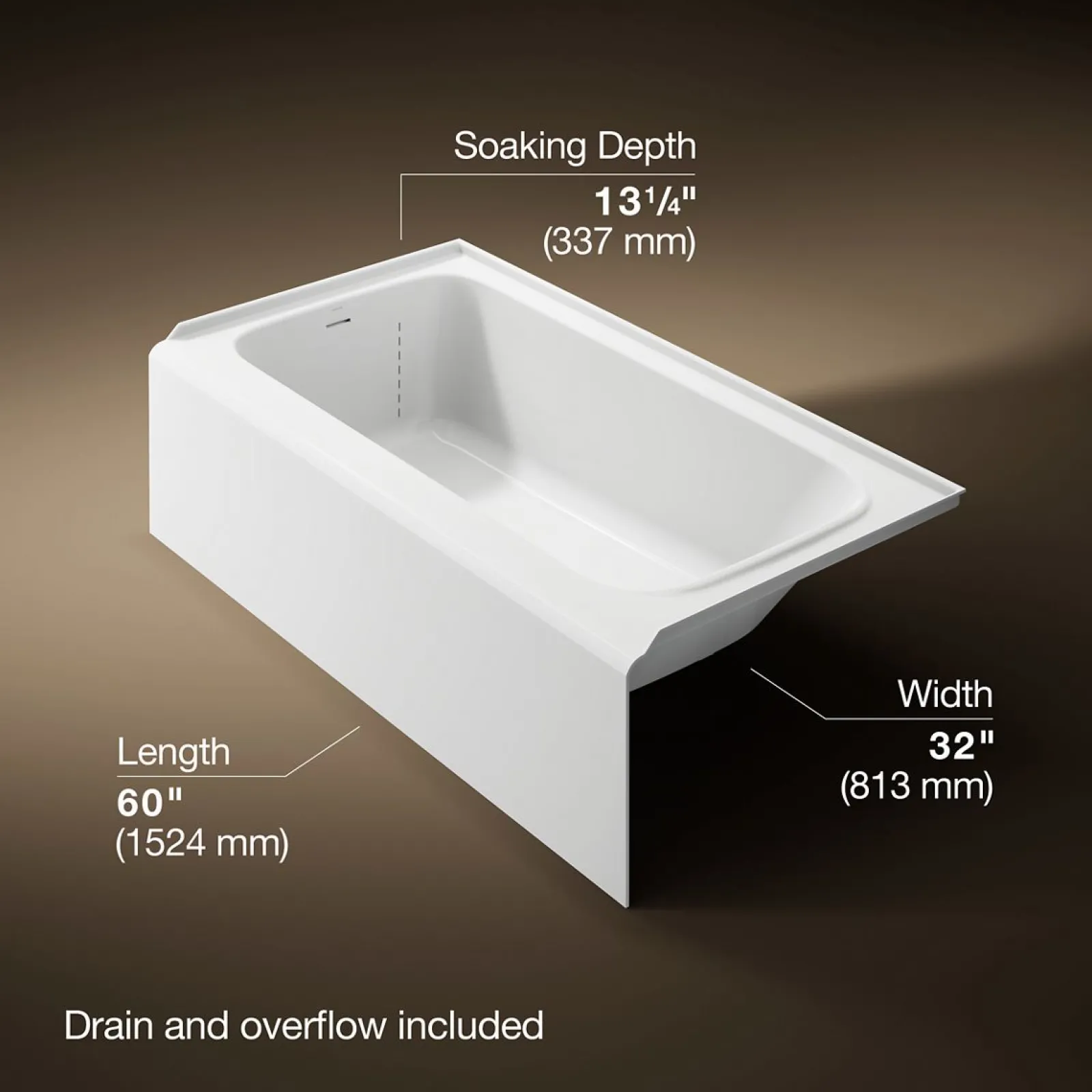 60" x 32" alcove bath, left drain^Kohler Clearance