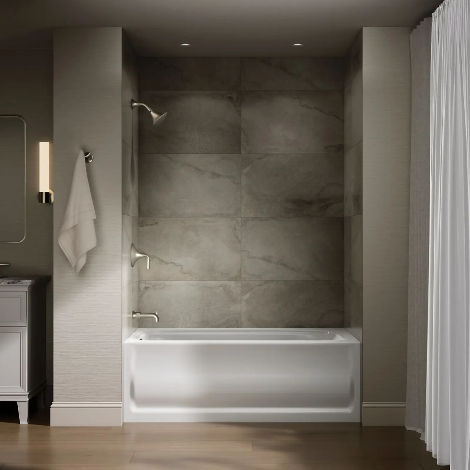 60" x 32" alcove bath, left drain^Kohler
